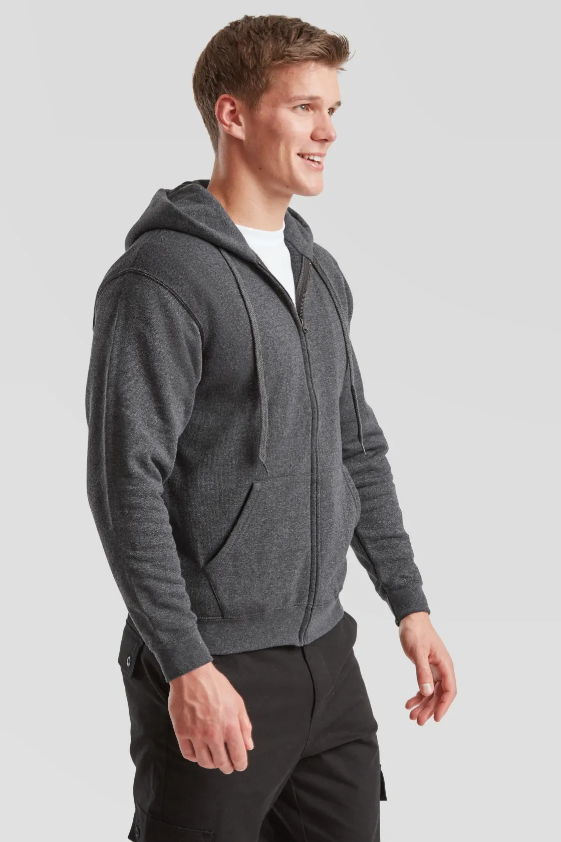 fruit-of-the-loom-62-062-0-classic-hooded-sweat-jacket-darkheathergrey-model-1 F.O.L. Hooded Sweat Jacket