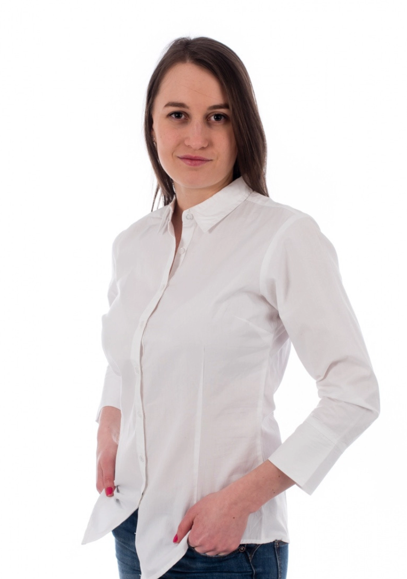 malfini-218-style-hemd-damen-weiss-model-0 MALFINI Bluse 3/4 Style 218