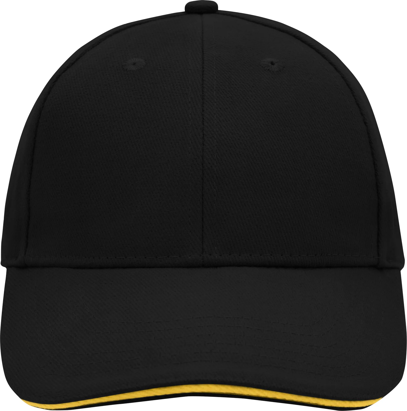 daiber-mb024-6-panel-sandwich-cap-black-yellow-front-3 myrtle beach 6-Panel Sandwich Cap