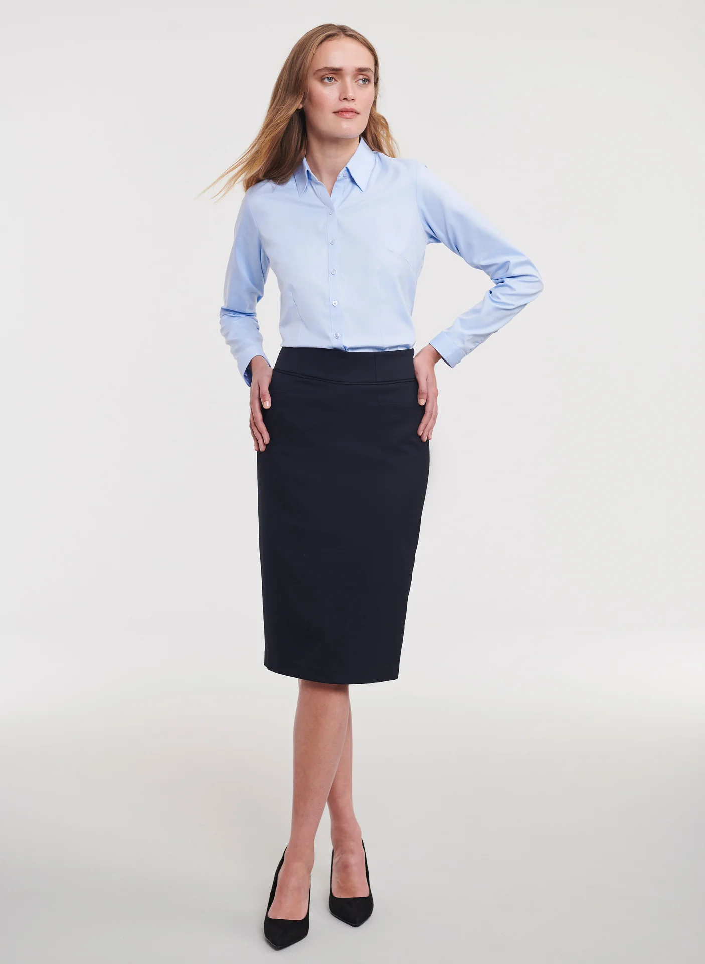 Russell Ladies Long Sleeve Herringbone Shirt