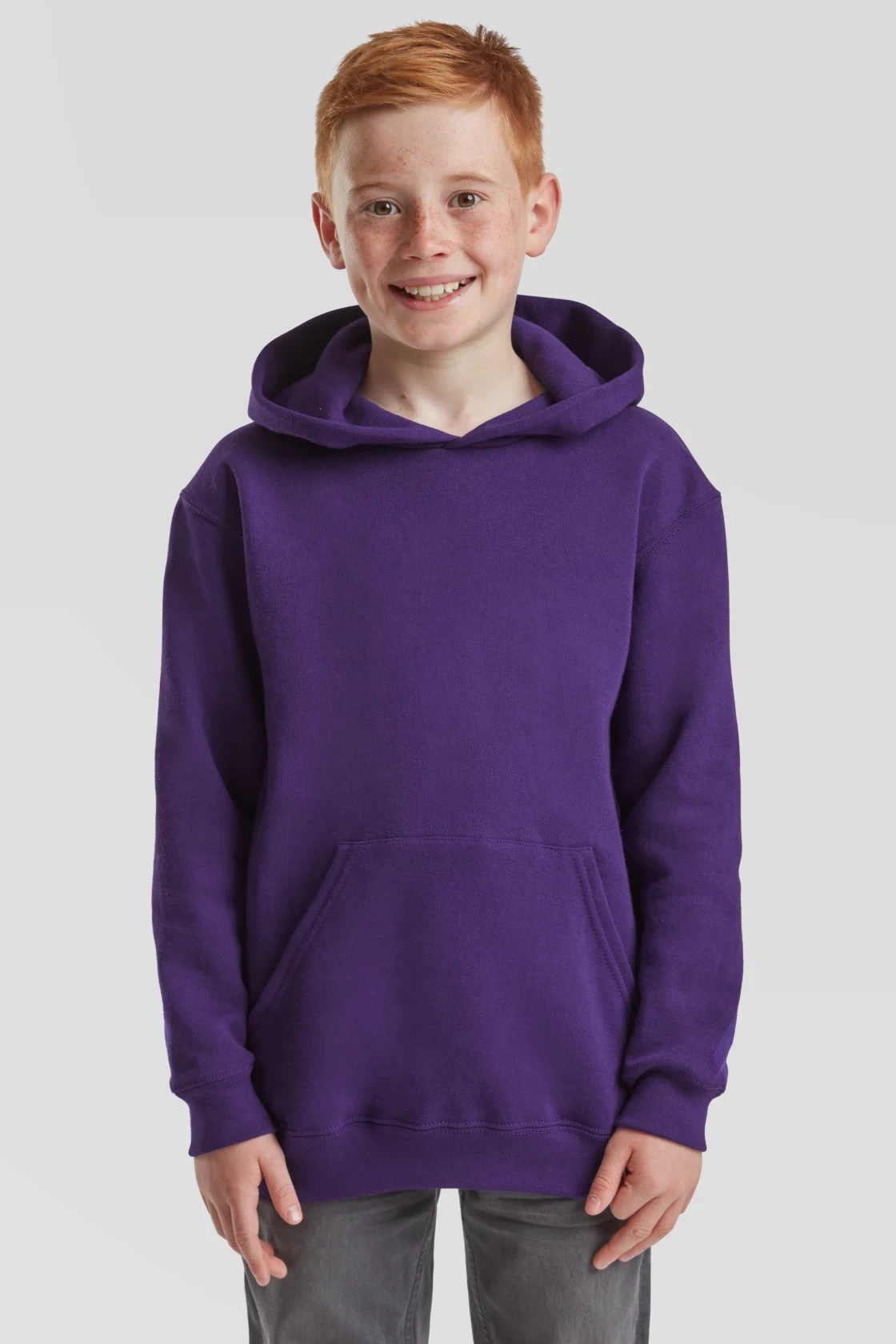 fruit-of-the-loom-62-043-0-kids-classic-hooded-sweatshirt-purple-model-0 F.O.L. Kids Classic Hooded Sweat