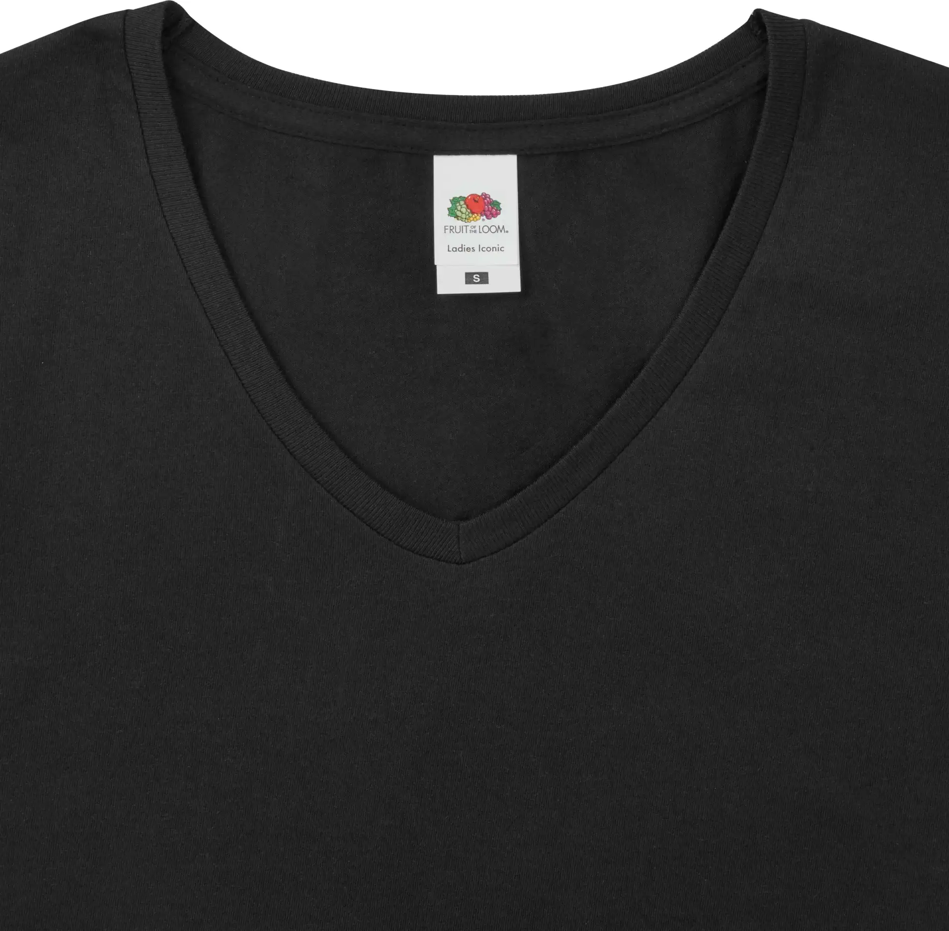 fruit-of-the-loom-61-444-0-ladies-iconic-150-v-neck-t-shirt-black-7 F.O.L. Ladies Iconic 150 V Neck T