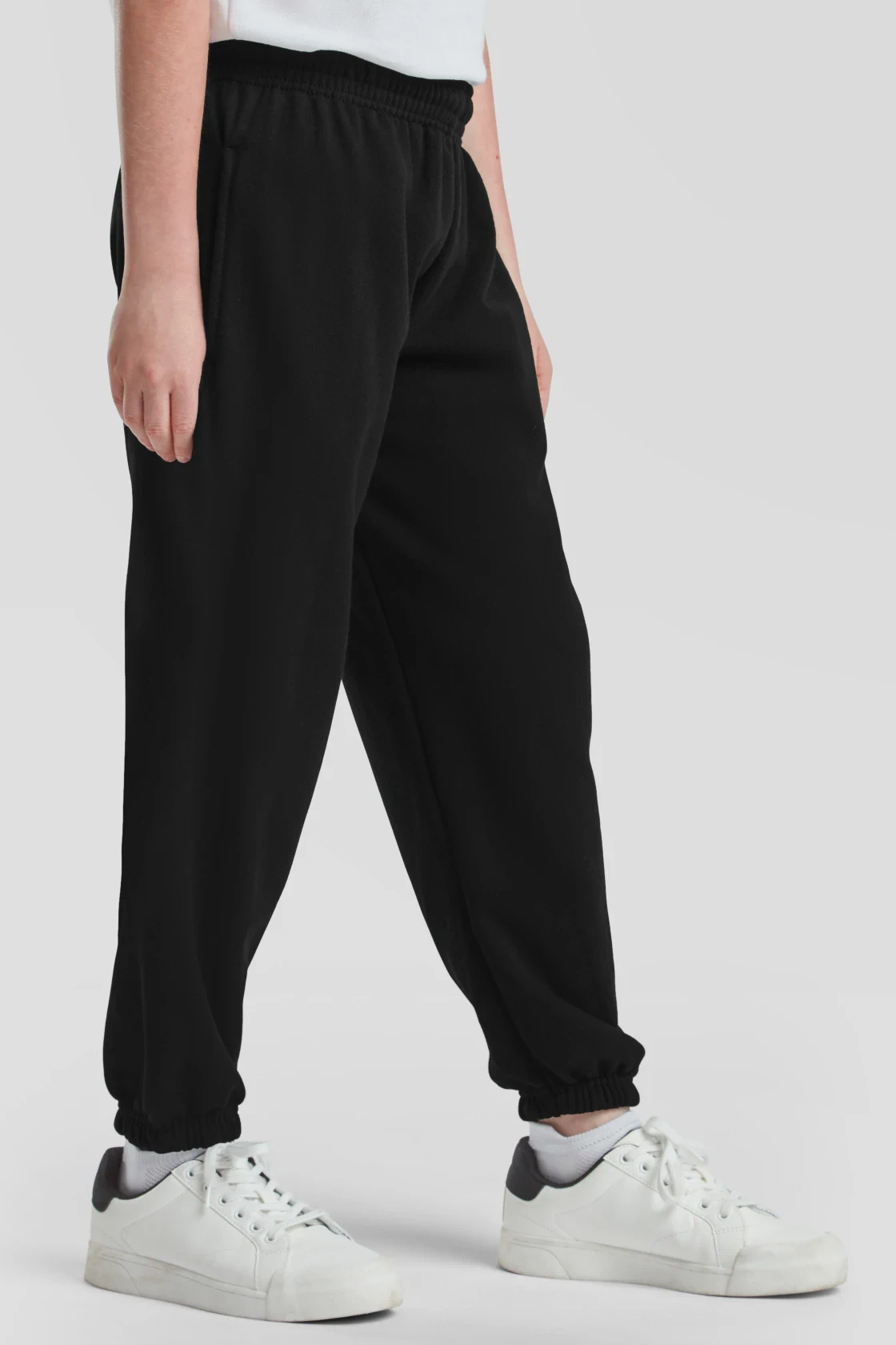 fruit-of-the-loom-64-051-0-kids-classic-elasticated-cuff-jog-pants-black-model-1 F.O.L. Classic Elasticated Cuff Jog Pants Kids