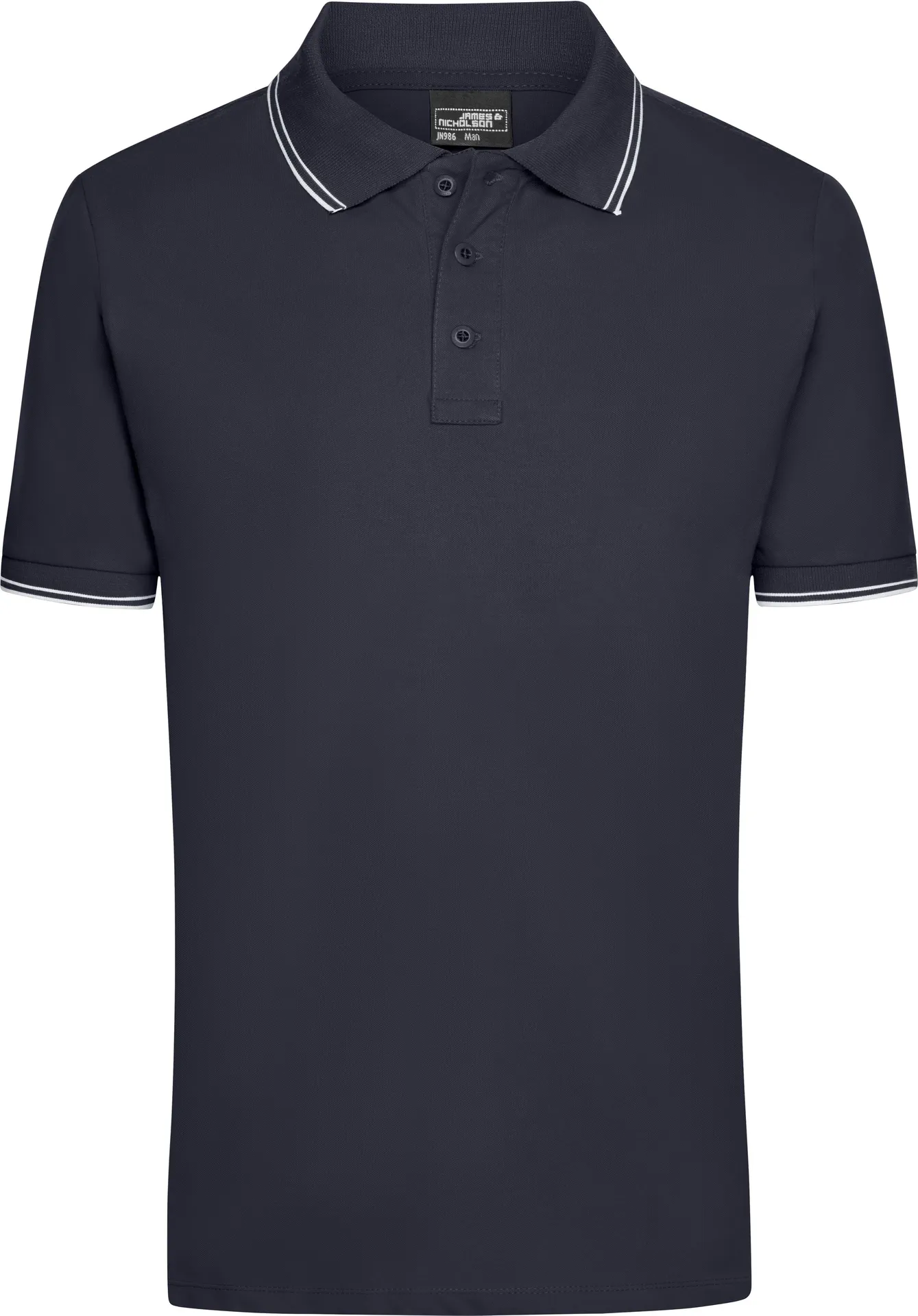 jn986-mens-poloshirt-navy-white-front-3 James & Nicholson Men's Piqué Polo