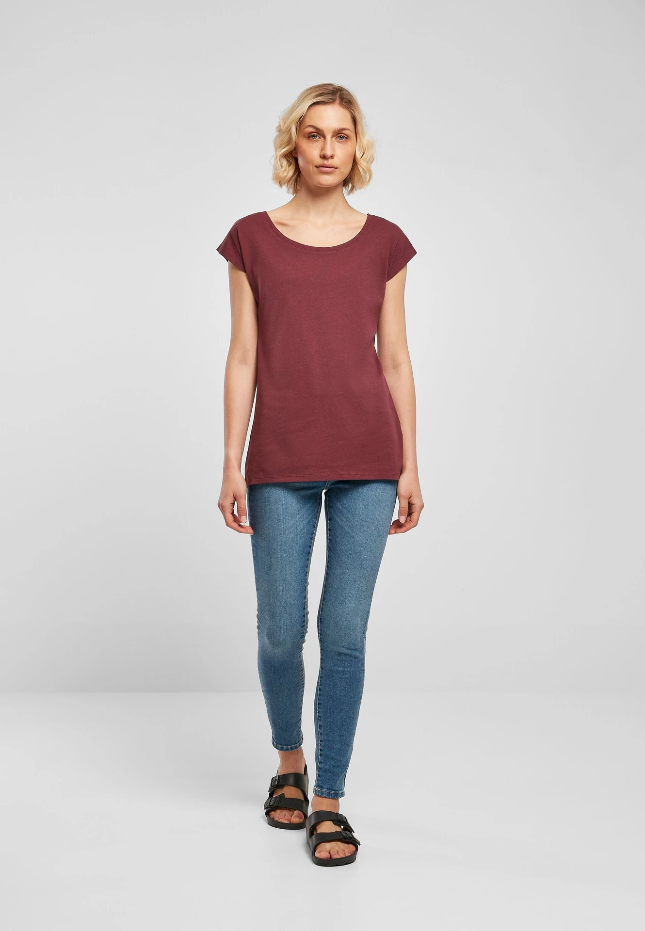 Build Your Brand Ladies Wide Neck Tee