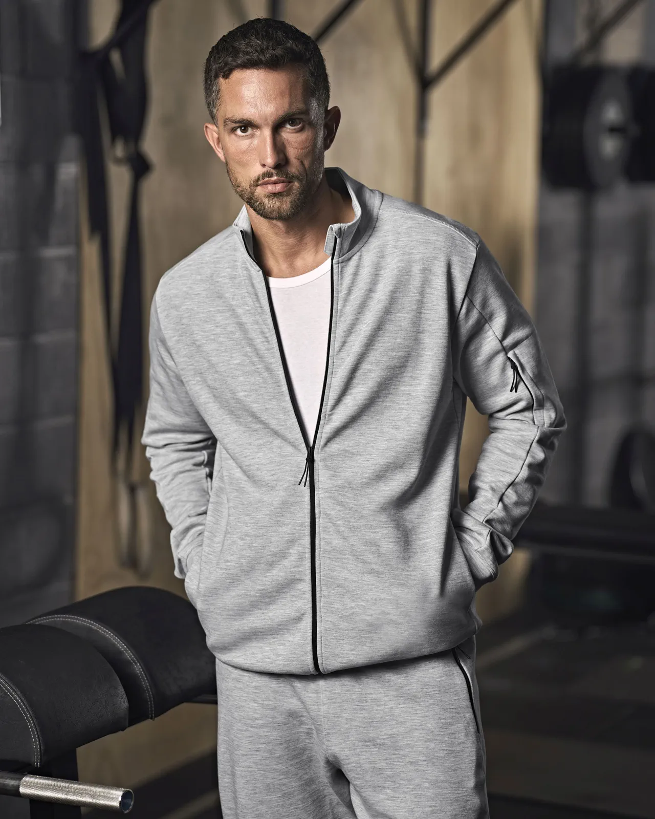 tee-jays-5704-athletic-full-zip-sweatshirt-heathergrey-model-0 Tee Jays Athletic Full Zip Sweat