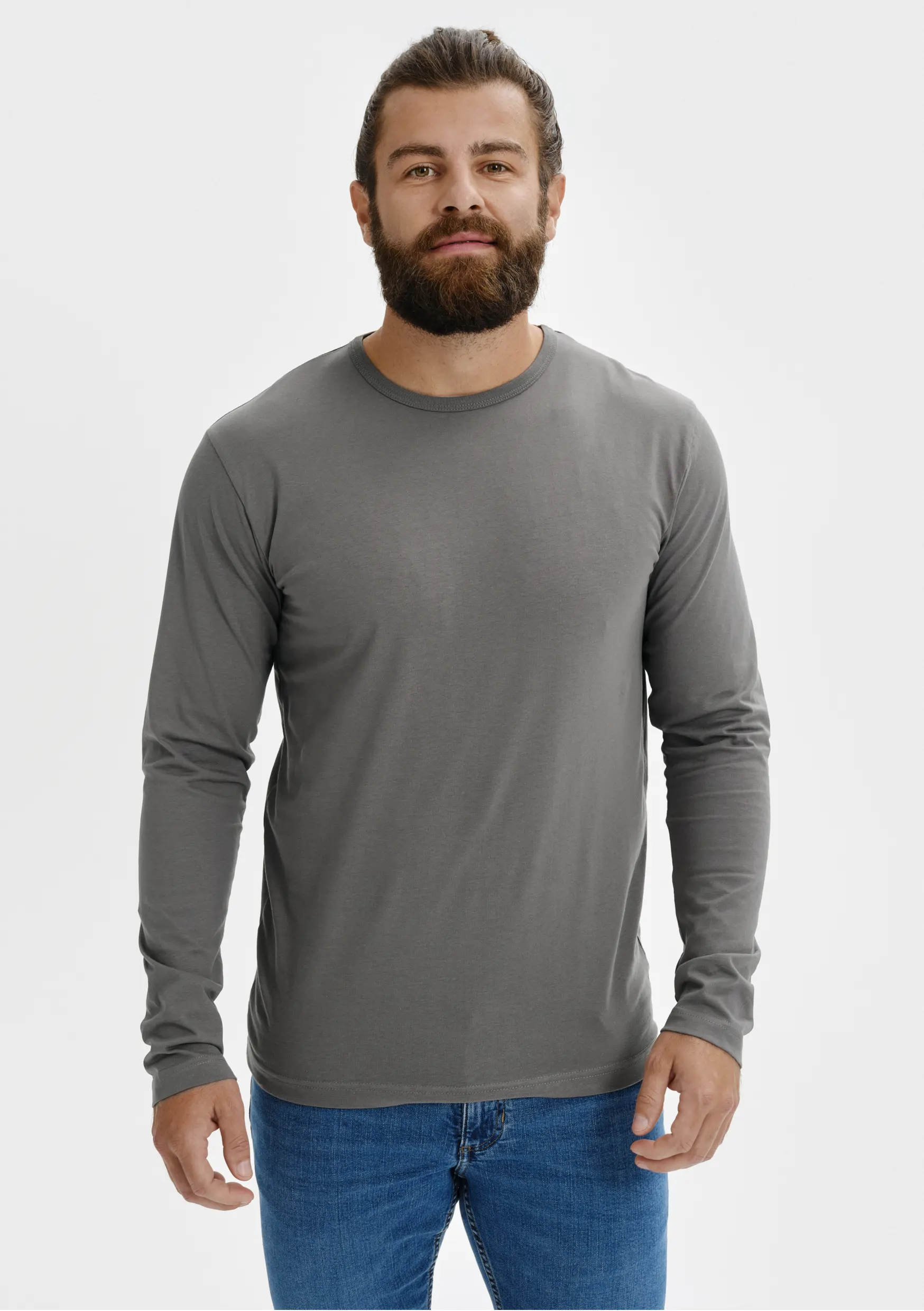 malfini-119-fit-t-ls-t-shirt-herren-stahlgrau-model-0 MALFINI T-Shirt Fit-T LS 119