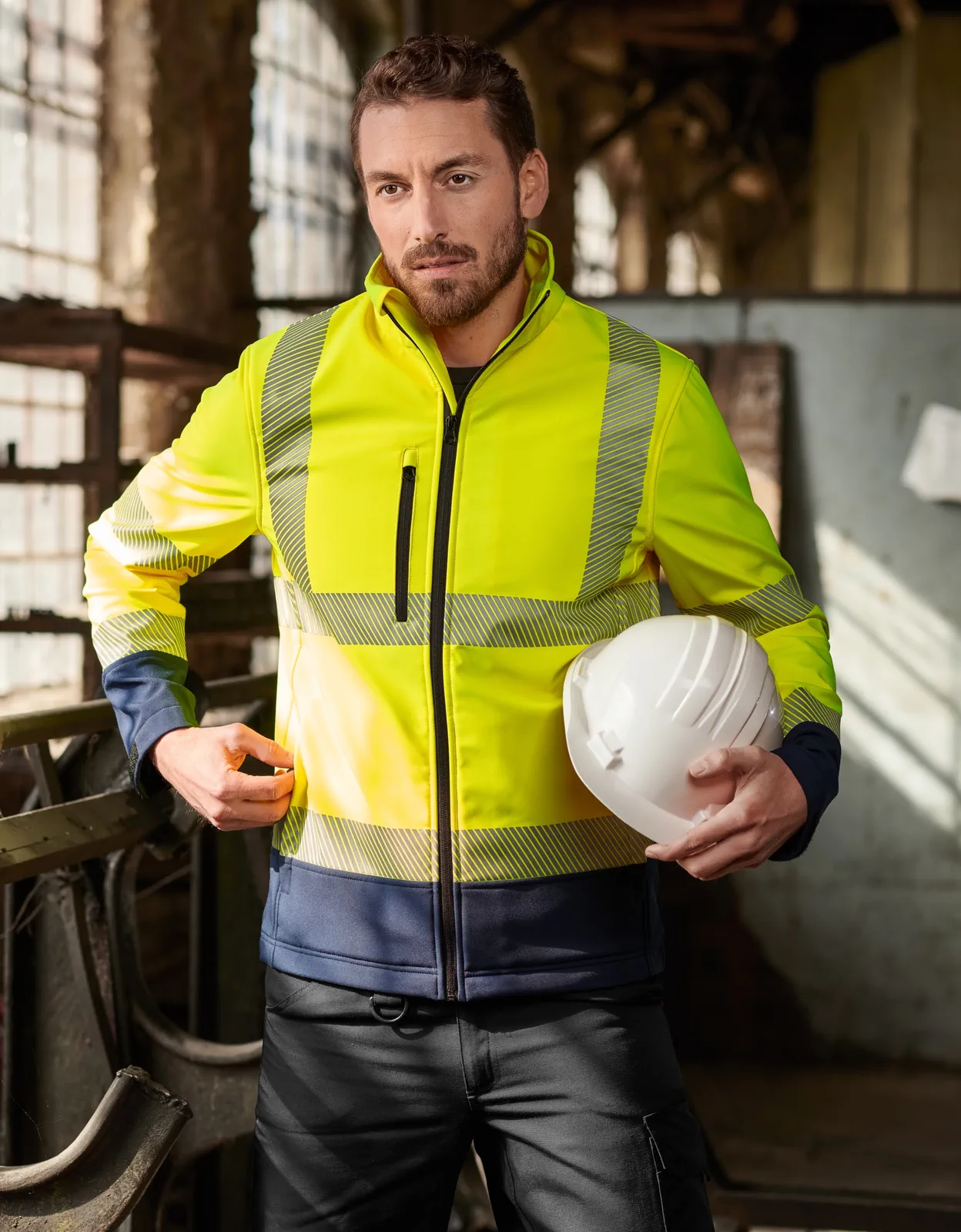 rimeck-5v3-softshelljacke-hv-drop-fluoreszierendesgelb-model-0 RIMECK Softshelljacke HV Drop 5V3