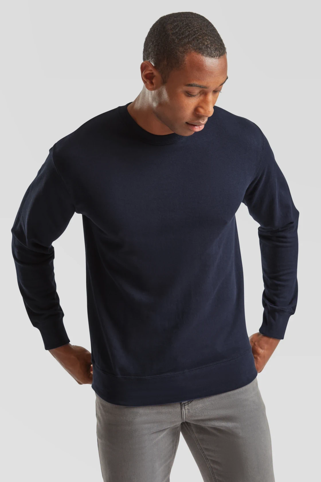 fruit-of-the-loom-62-156-0-lightweight-set-in-sweatshirt-deepnavy-model-0 F.O.L. Lightweight Set-In Sweat