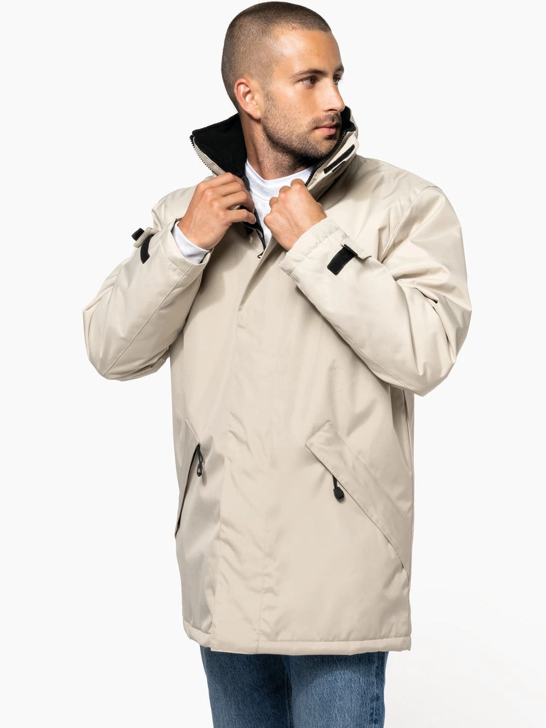 kariban-K677-parka-beige-model-0 Kariban Parka