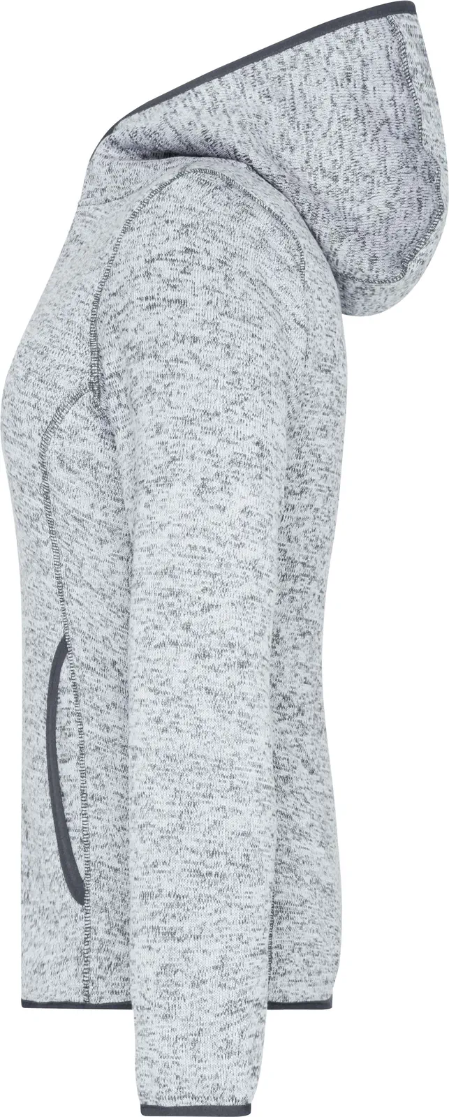 jn588-ladies-knitted-fleece-hoody-lightmelange-carbon-left-4 James & Nicholson Ladies Knitted Fleece Hoody