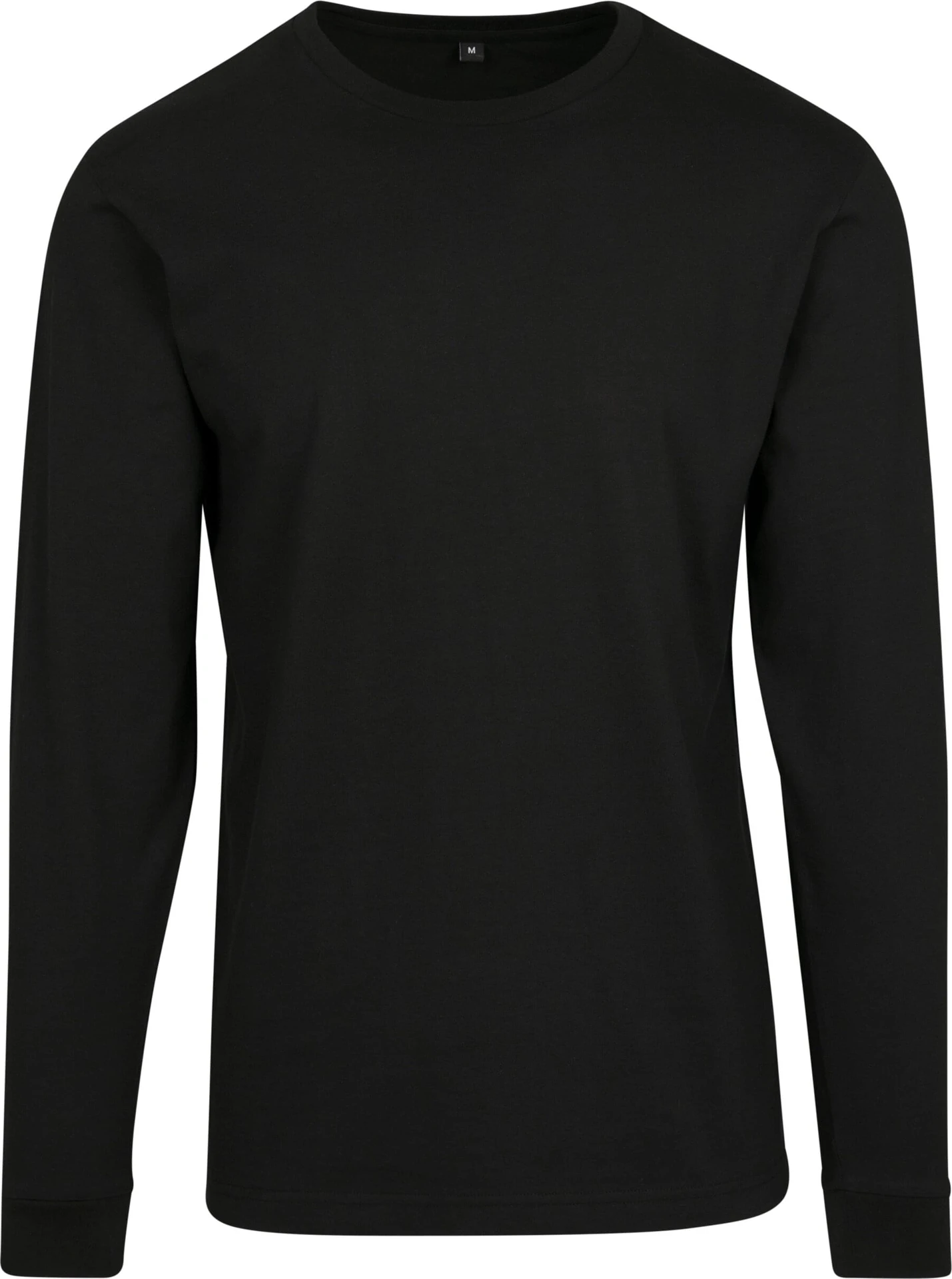 BYB-BY091-long-sleeve-t-shirt-with-cuffrib-black-front-4 Build Your Brand Long Sleeve Tee With Cuffrib