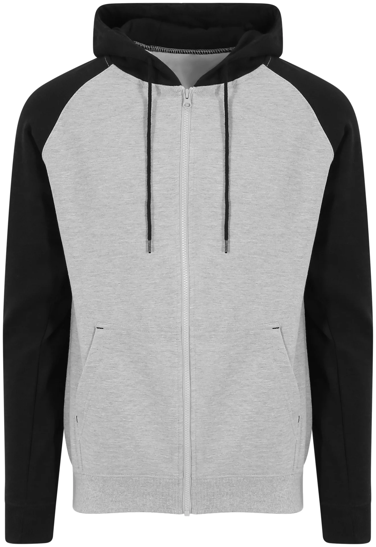 justhoods-jh063-baseball-zoodie-heathergrey-jetblack-front-1 Just Hoods Baseball Zoodie