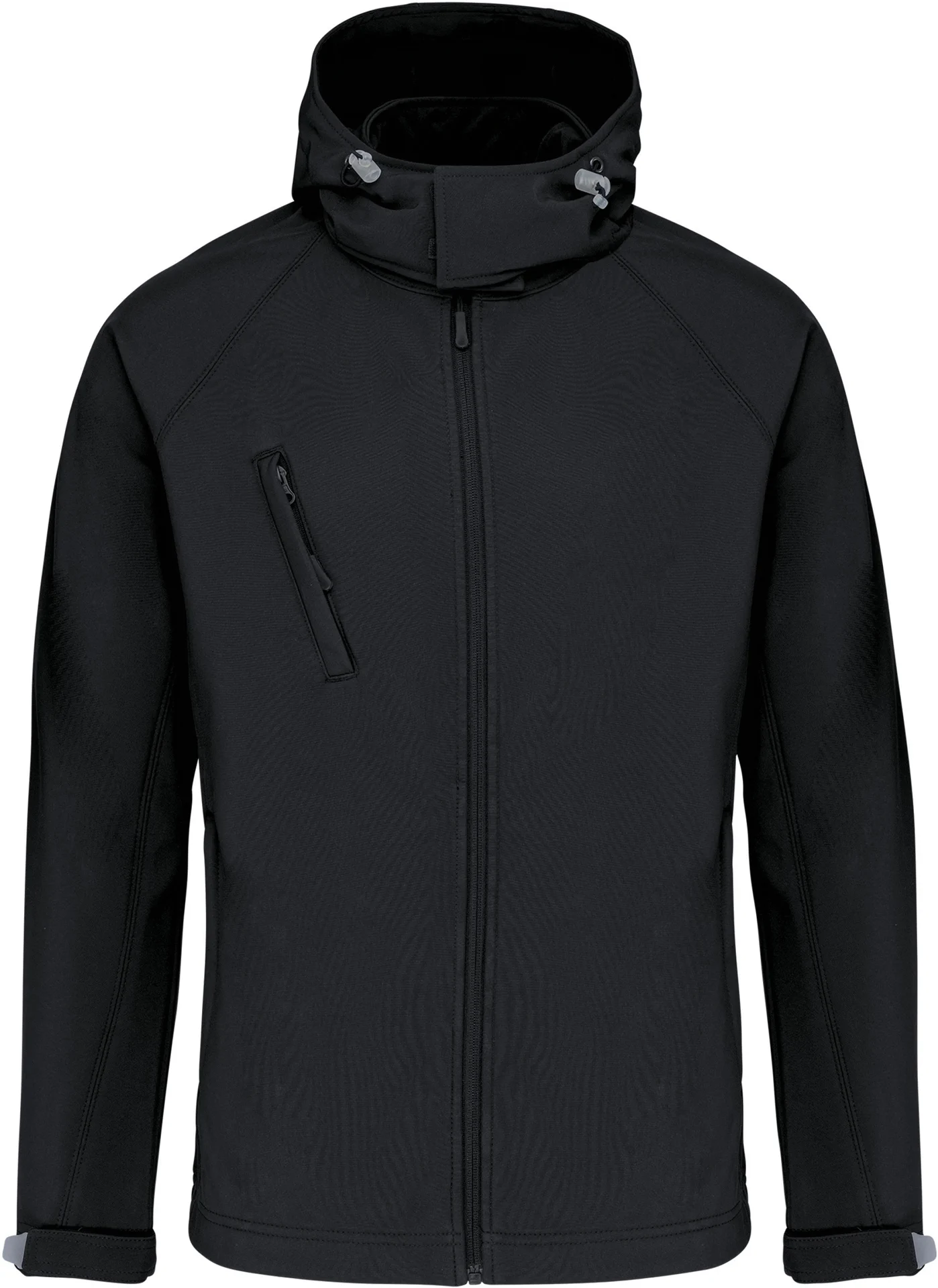 K413-herren-3-lagen-kapuzen-softshell-jacke-black-front-3 Kariban Herren 3-Lagen Kapuzen Softshell Jacke