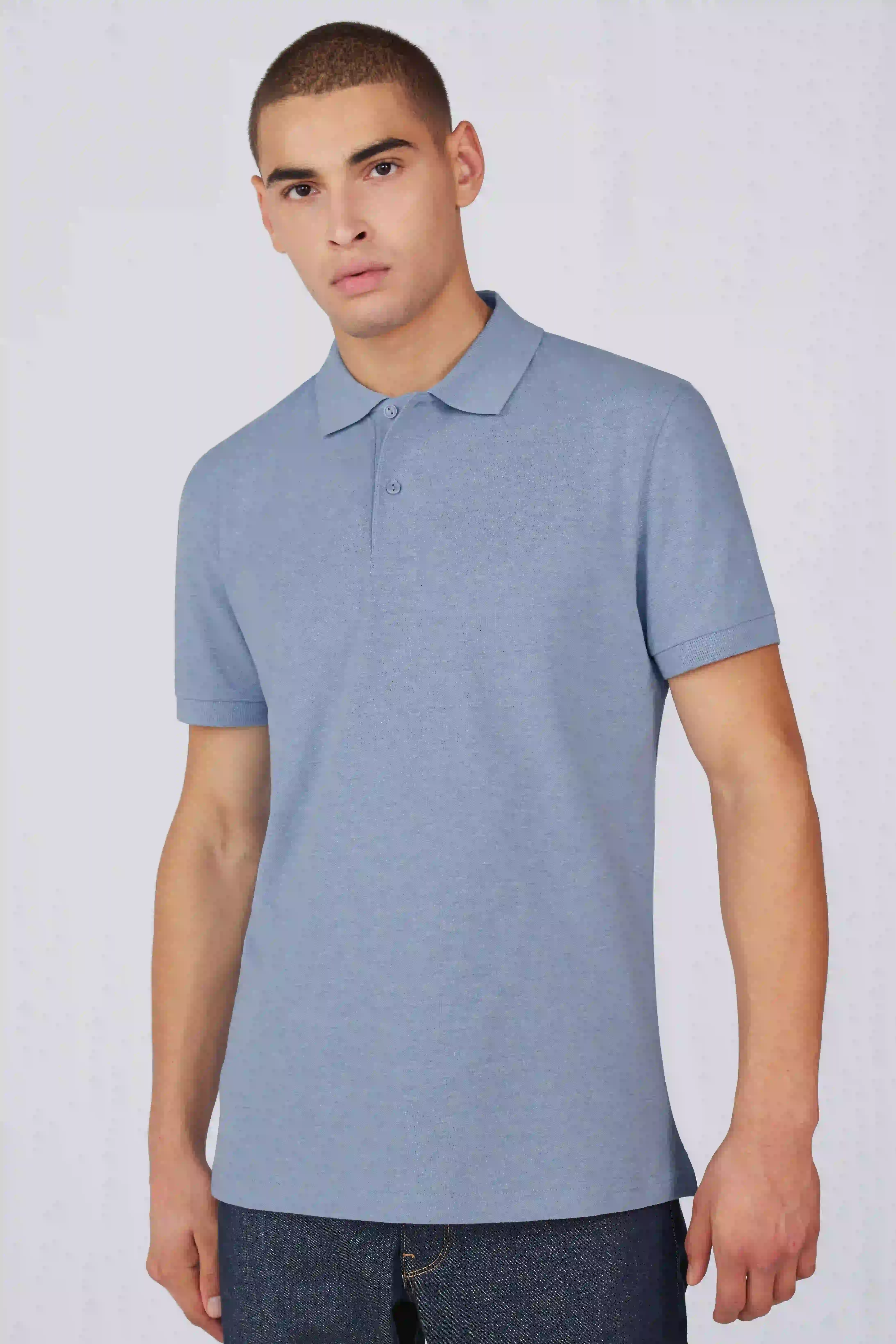 bc-pu426-my-polo-210-heather-blue-model-1 B&C My Polo 210