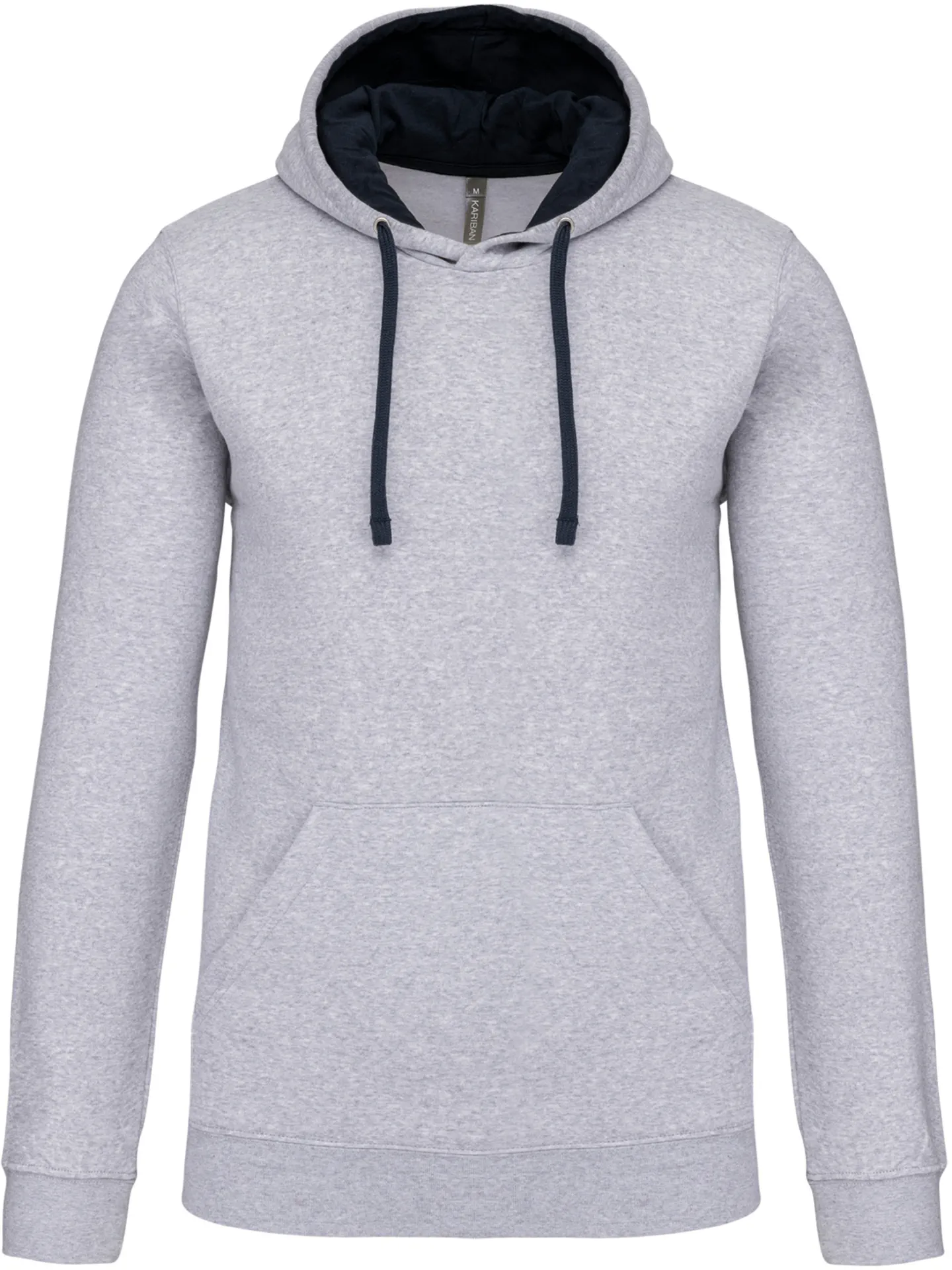 kariban-K446-kontrast-kapuzen-sweater-oxfordgrey-navy-front-3 Kariban Kontrast Kapuzen Sweater