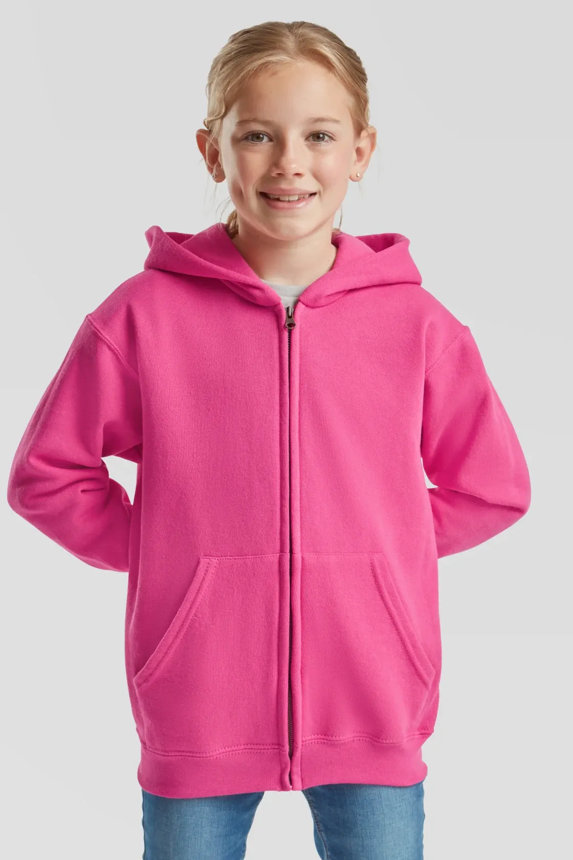 fruit-of-the-loom-62-045-0-kids-classic-hooded-sweat-jacket-fuchsia-model-0 F.O.L. Classic Hooded Sweat Jacket Kids