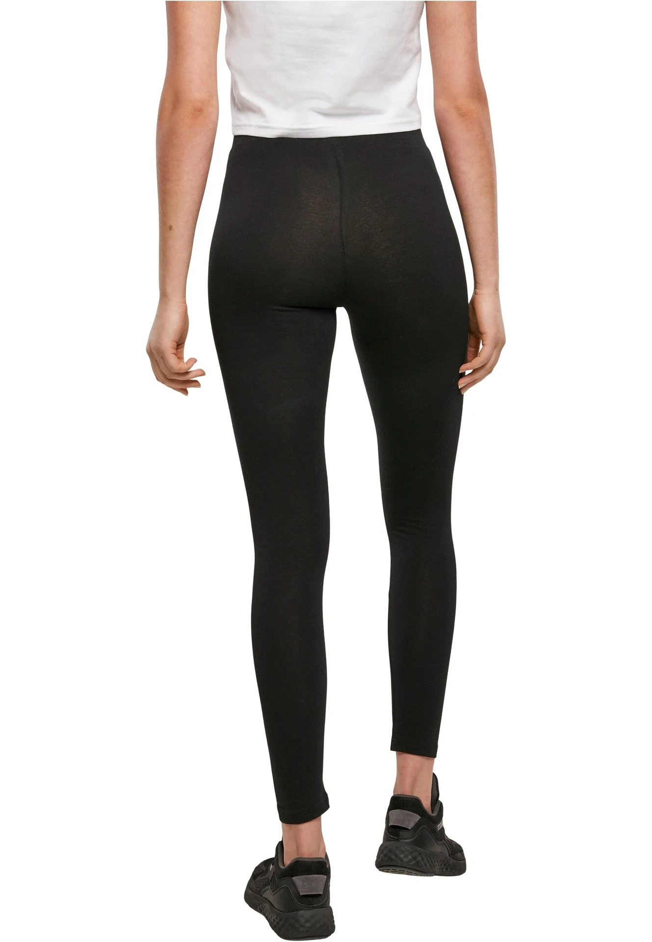 BYB-BY099-ladies-stretch-jersey-leggings-black-model-2 Build Your Brand Ladies Stretch Jersey Leggings