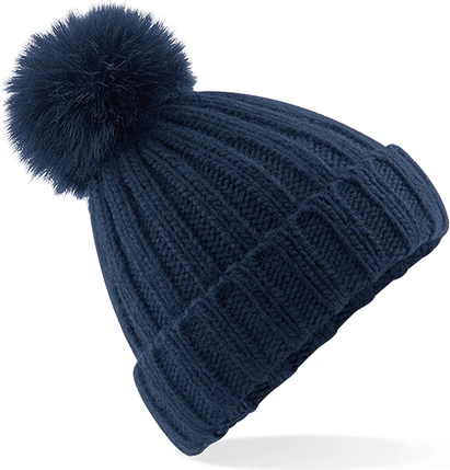 Beechfield Verbier Faux Fur Pop Pom Chunky Beanie