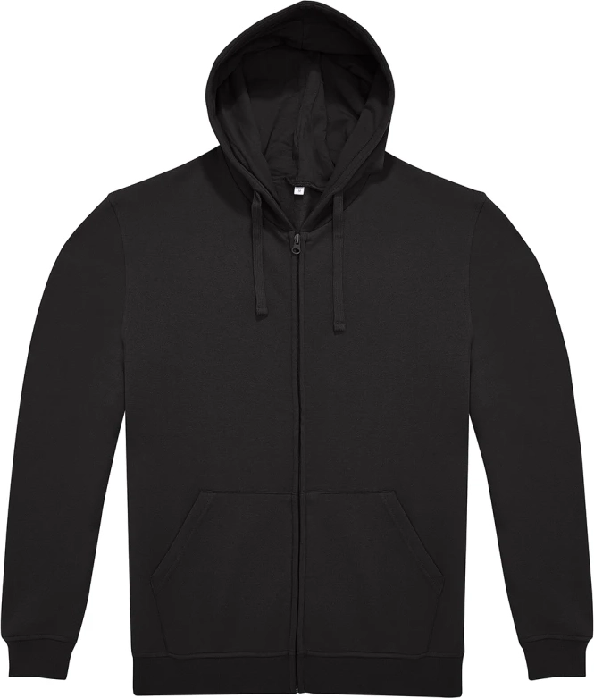 bc-wg009-id.224-zip-hoodie-black-front-2 B&C ID.224 Zip Hood