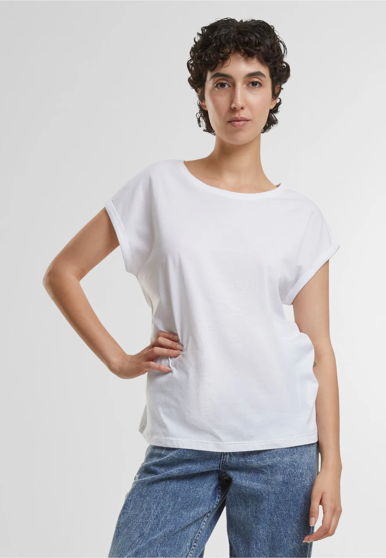 Build Your Brand Ladies Organic Extended Shoulder Tee