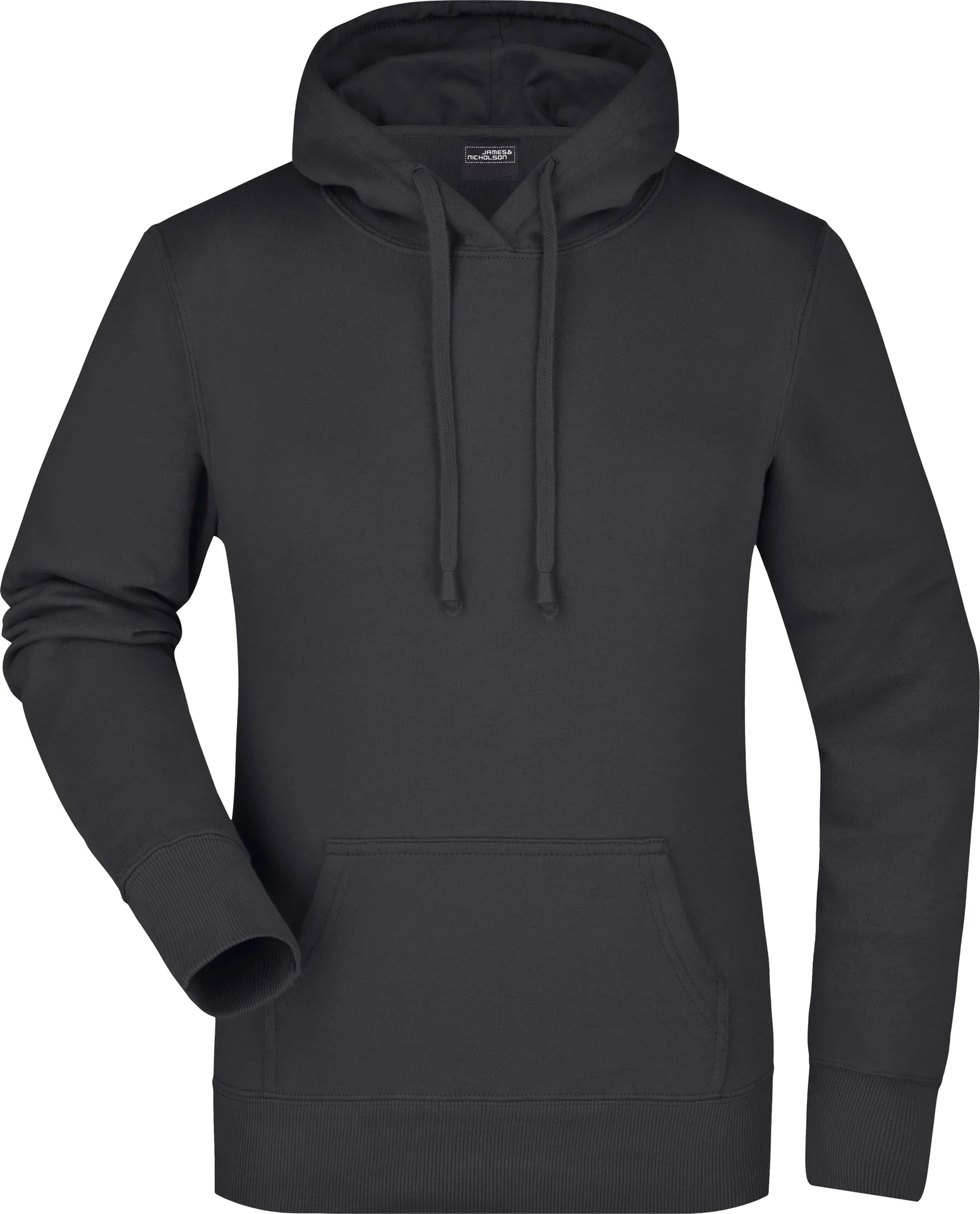 jn051-ladies-hooded-sweatshirt-black-front-3 James & Nicholson Ladies Hooded Sweat