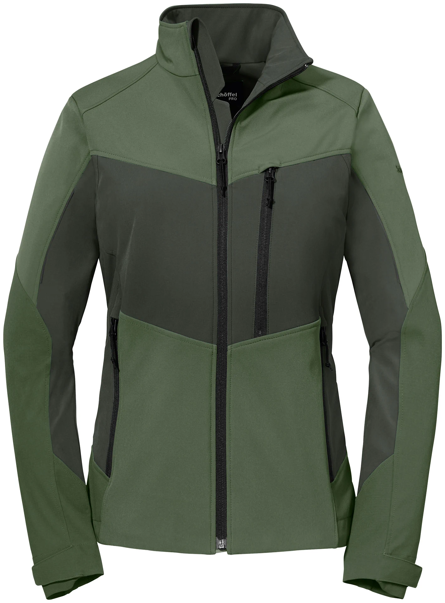 schoeffel-pro-6006-allwettertalent-jacke-damen-gruen-front-1 Schöffel PRO 6006 Damen ALLWETTERTALENT Softshelljacke