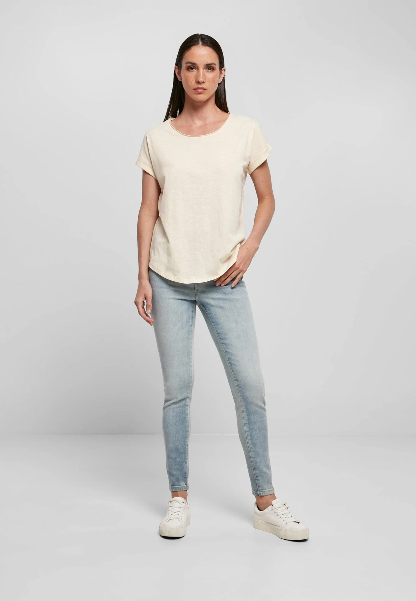 Build Your Brand Ladies Long Slub Tee