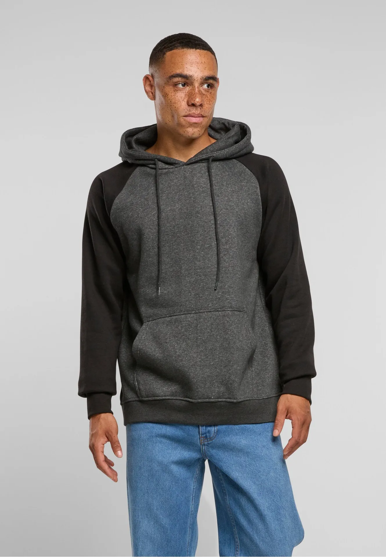 BYB-BB005-basic-raglan-hoody-charcoal-black-model-0 Build Your Brand Basic Raglan Hoody