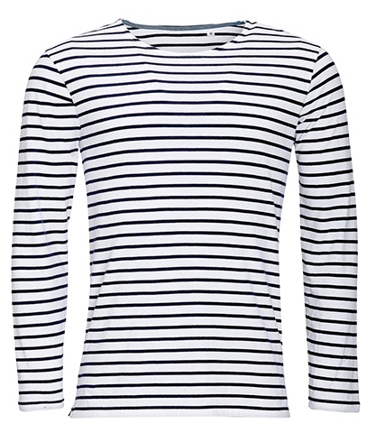 SOL'S Men's Long Sleeve Striped T-Shirt Marine SOL'S Men's Long Sleeve Striped T-Shirt Marine