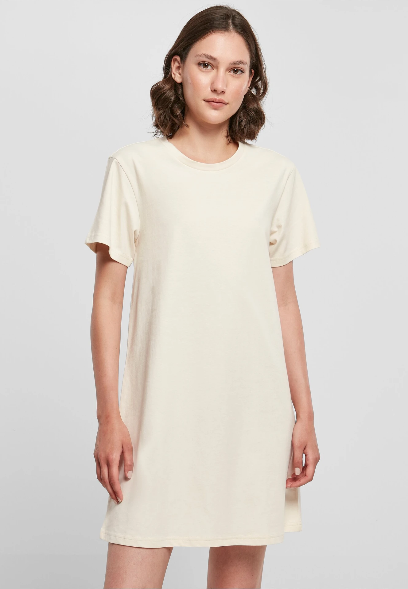 BYB-BY214-ladies-t-shirt-dress-whitesand-model-0 Build Your Brand Ladies Tee Dress