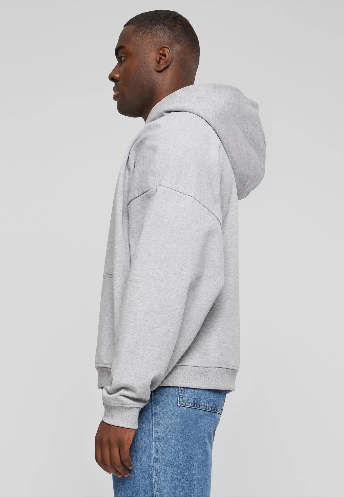BYB-BY254-90s-zip-hoody-heathergrey-model-1 Build Your Brand 90s Zip Hoody