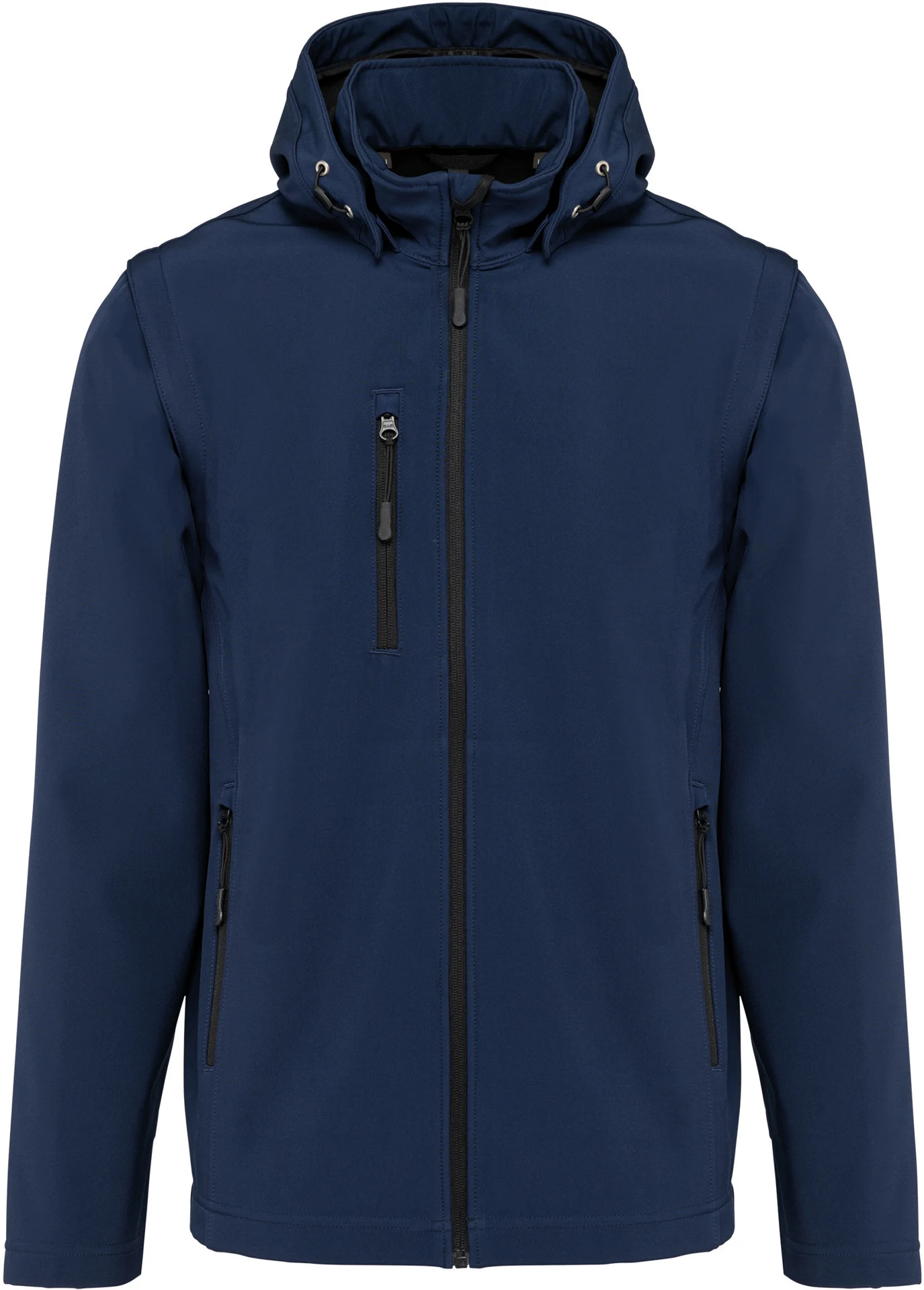 K422-unisex-3-lagen-kapuzen-softshell-jacke-navy-front-3 Kariban Unisex 3-Lagen Kapuzen Softshell Jacke