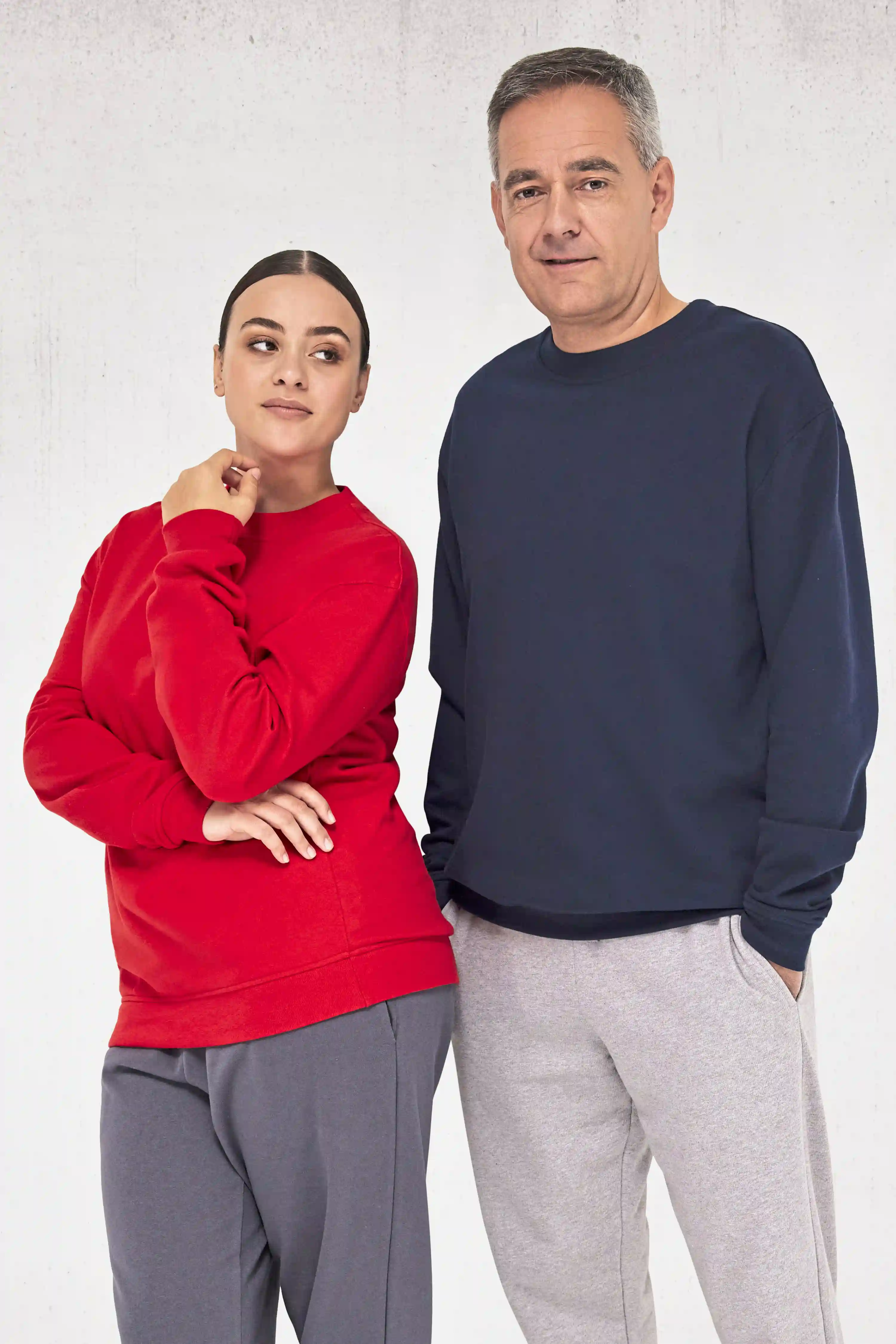 bc-wg007-id.222-crew-sweatshirt-navy-model-1 B&C ID.222 Crew Sweatshirt