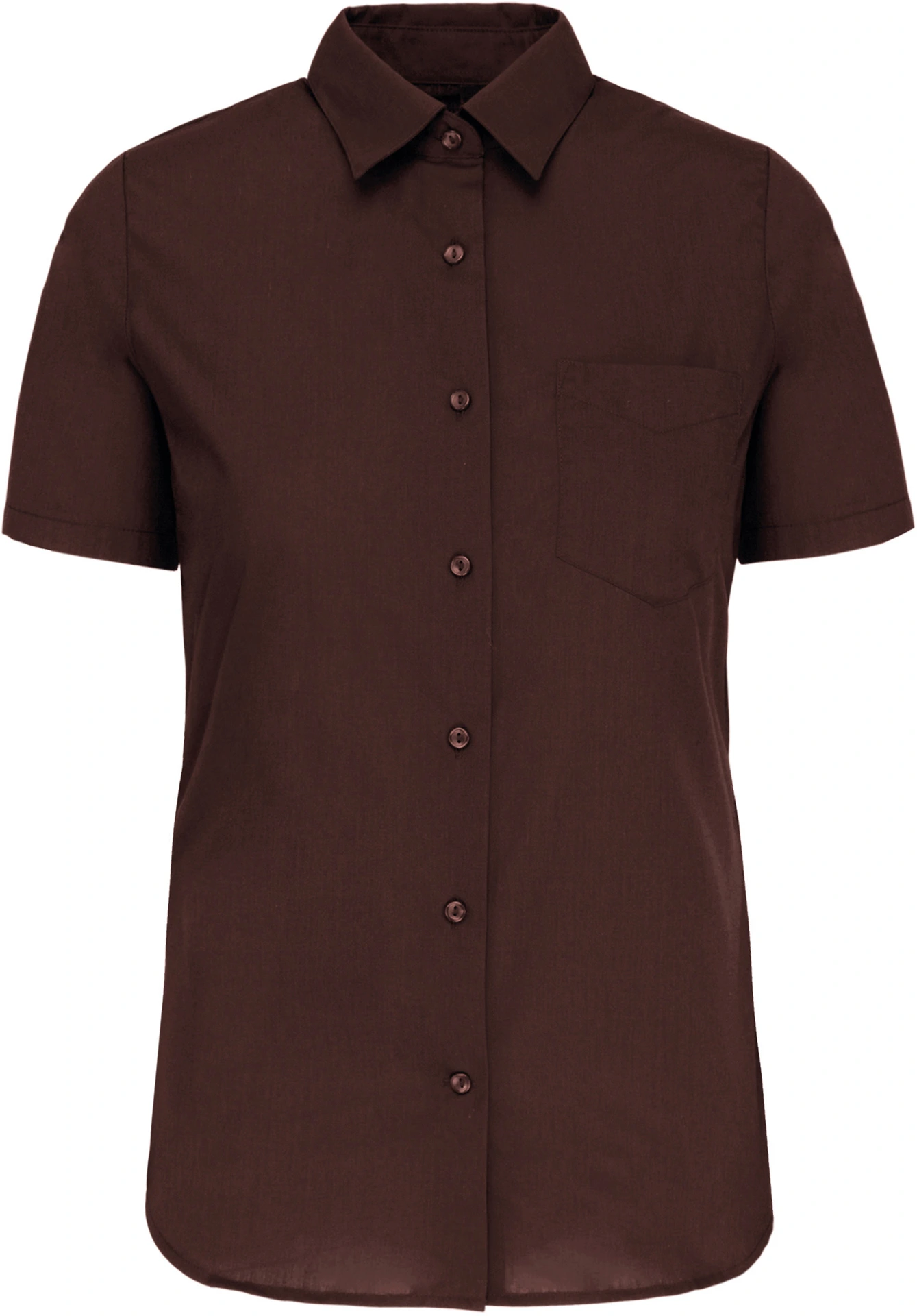 K548-popeline-bluse-judith-kurzarm-brown-front-3 Kariban Popeline Bluse "Judith" kurzarm