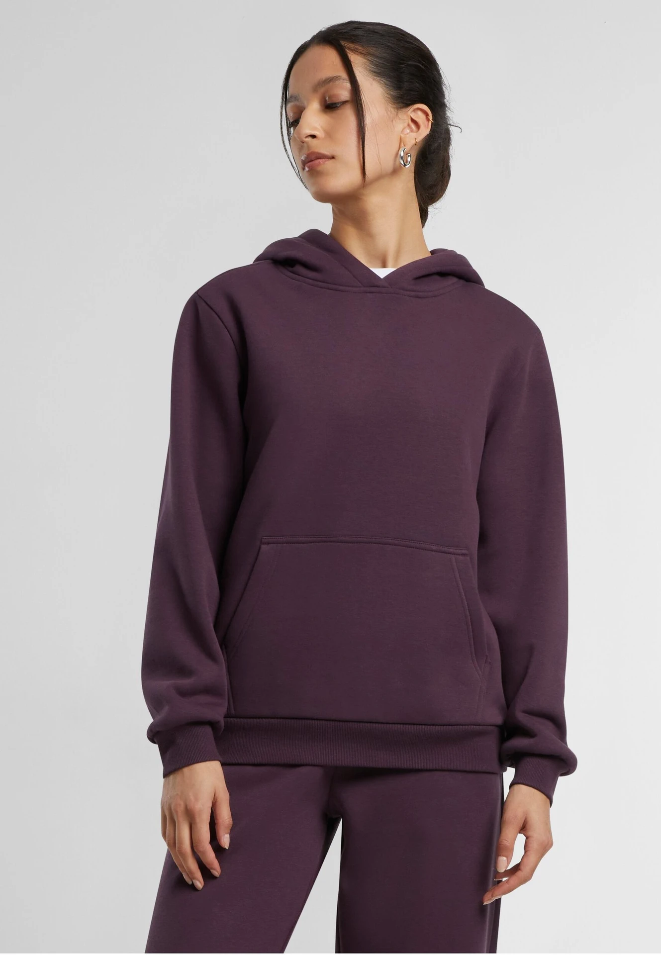 BYB-BY289-ladies-fluffy-hoody-plumpurple-model-0 Build Your Brand Ladies Fluffy Hoody