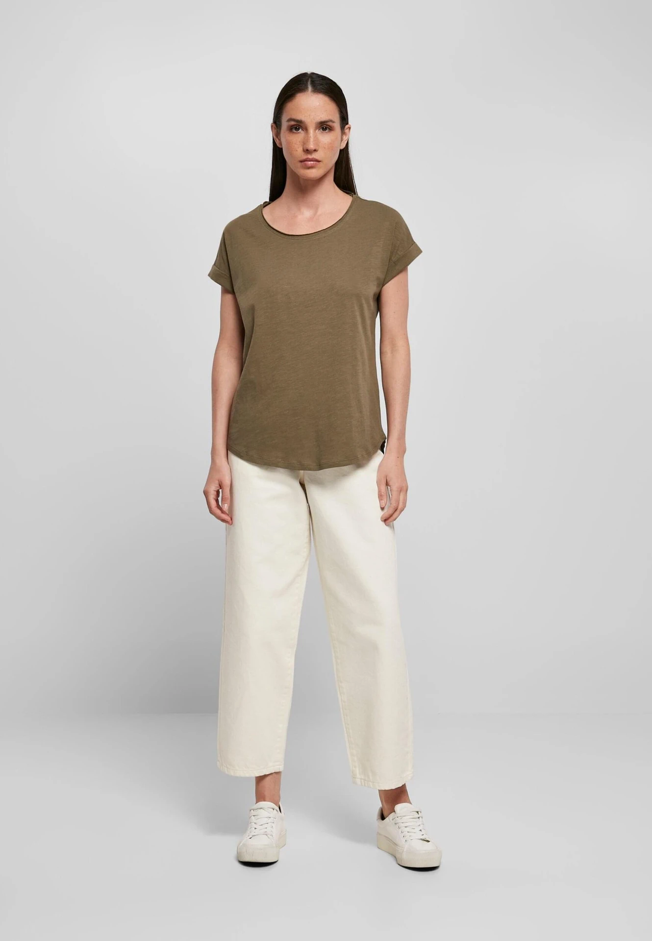 Build Your Brand Ladies Long Slub Tee