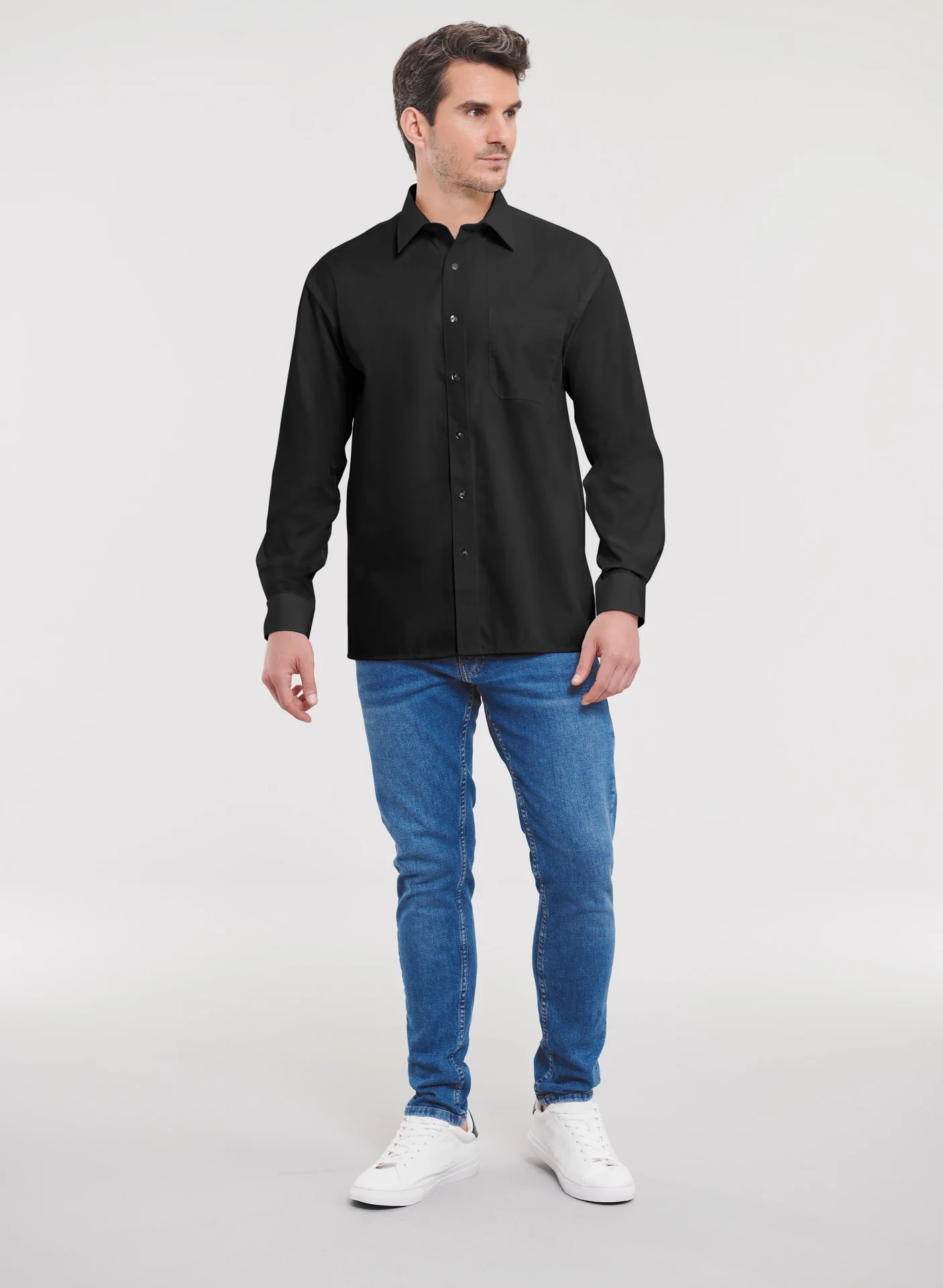 Russell Men's Long Sleeve Pure Cotton Easy Care Poplin Shirt