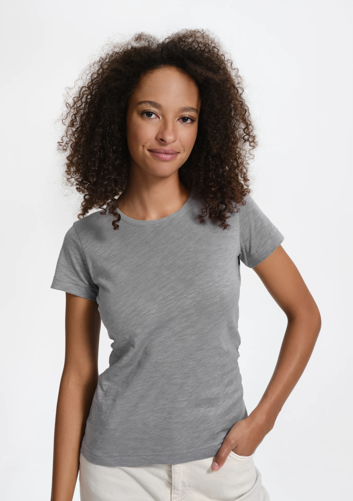 malfini-174-native-gots-t-shirt-damen-altsilber-model-0 MALFINI T-Shirt Damen Native 174