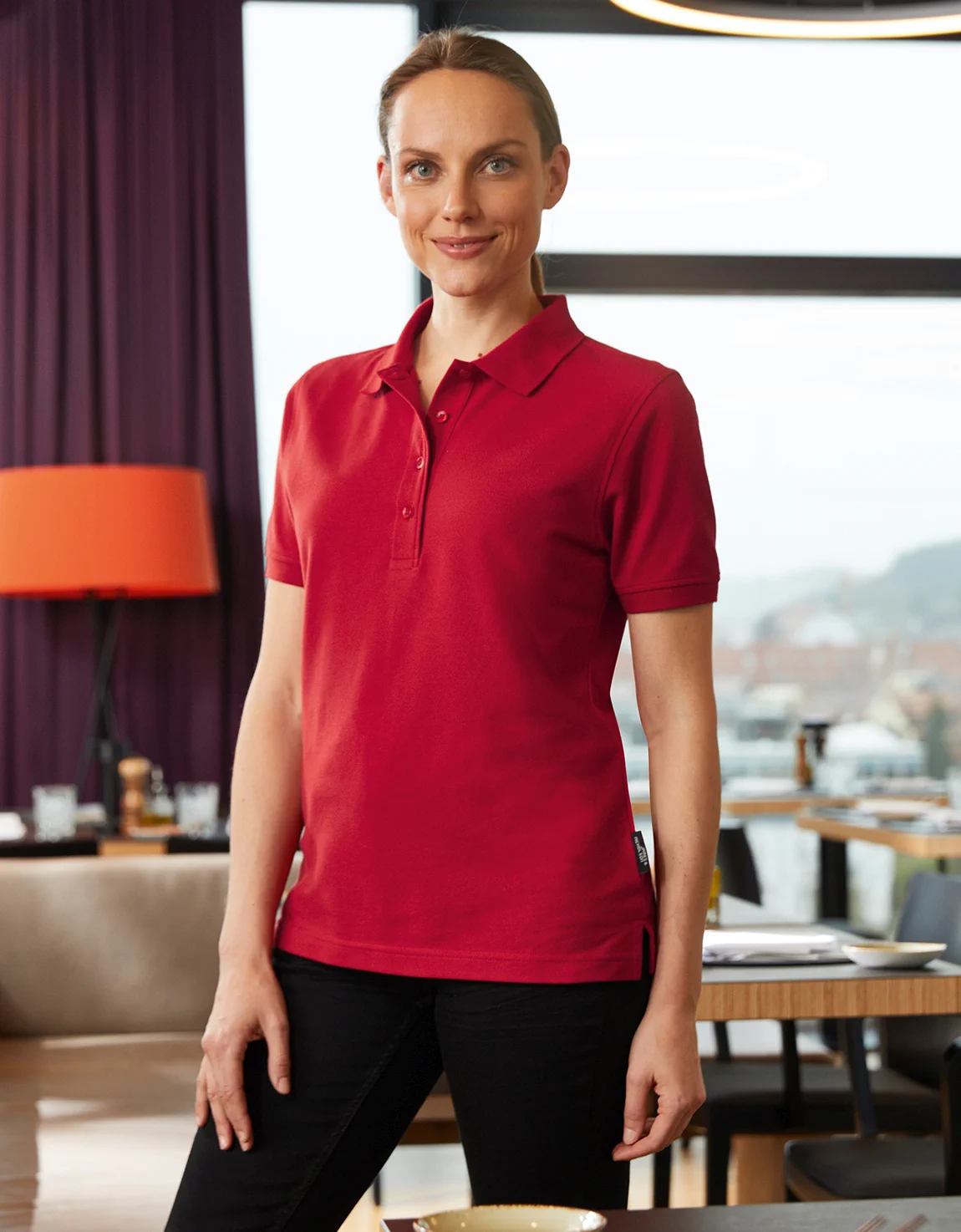 jn873-ladies-bio-workwear-poloshirt-model-2 James & Nicholson Ladies Bio Workwear Polo