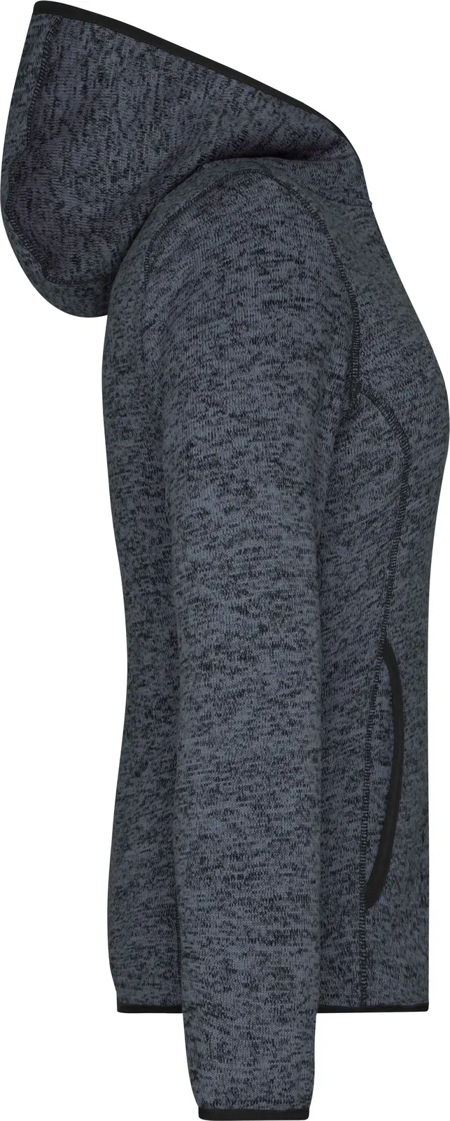 jn588-ladies-knitted-fleece-hoody-darkmelange-black-right-6 James & Nicholson Ladies Knitted Fleece Hoody