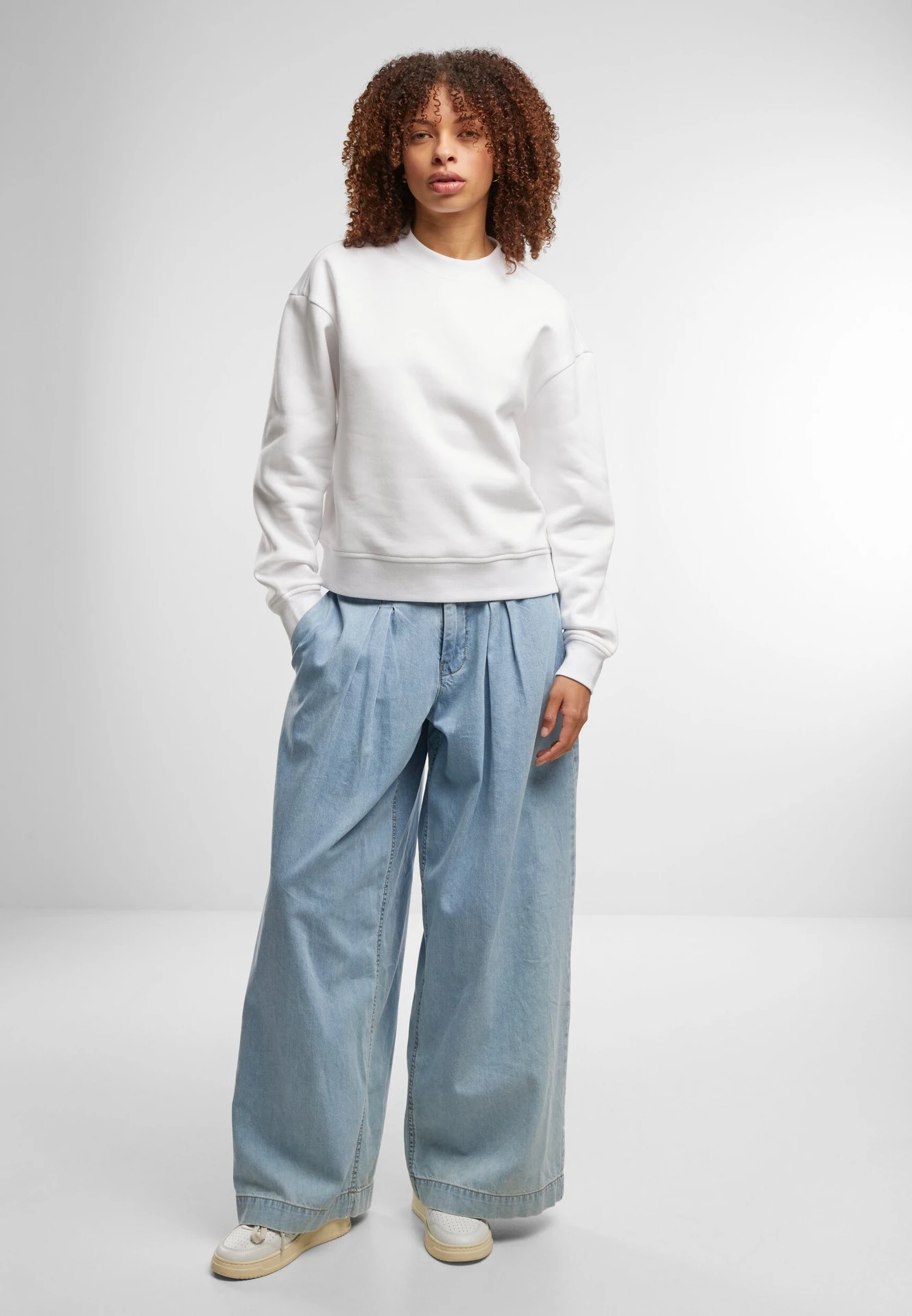 Build Your Brand Ladies Oversized Crewneck Sweatshirt