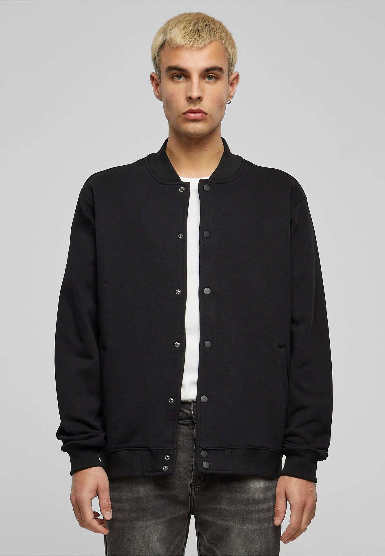 BYB-BY242-mens-heavy-tonal-college-jacket-black-model-0 Build Your Brand Heavy Tonal College Jacket