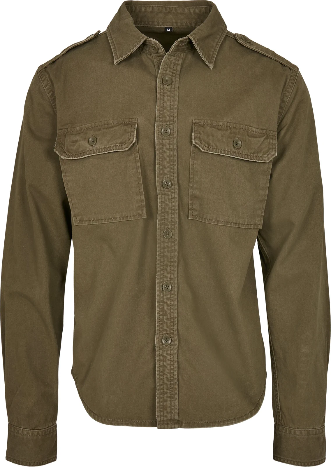 BYB-B9373-vintage-shirt-long-sleeve-olive-front-4 Build Your Brand Vintage Shirt Long Sleeve