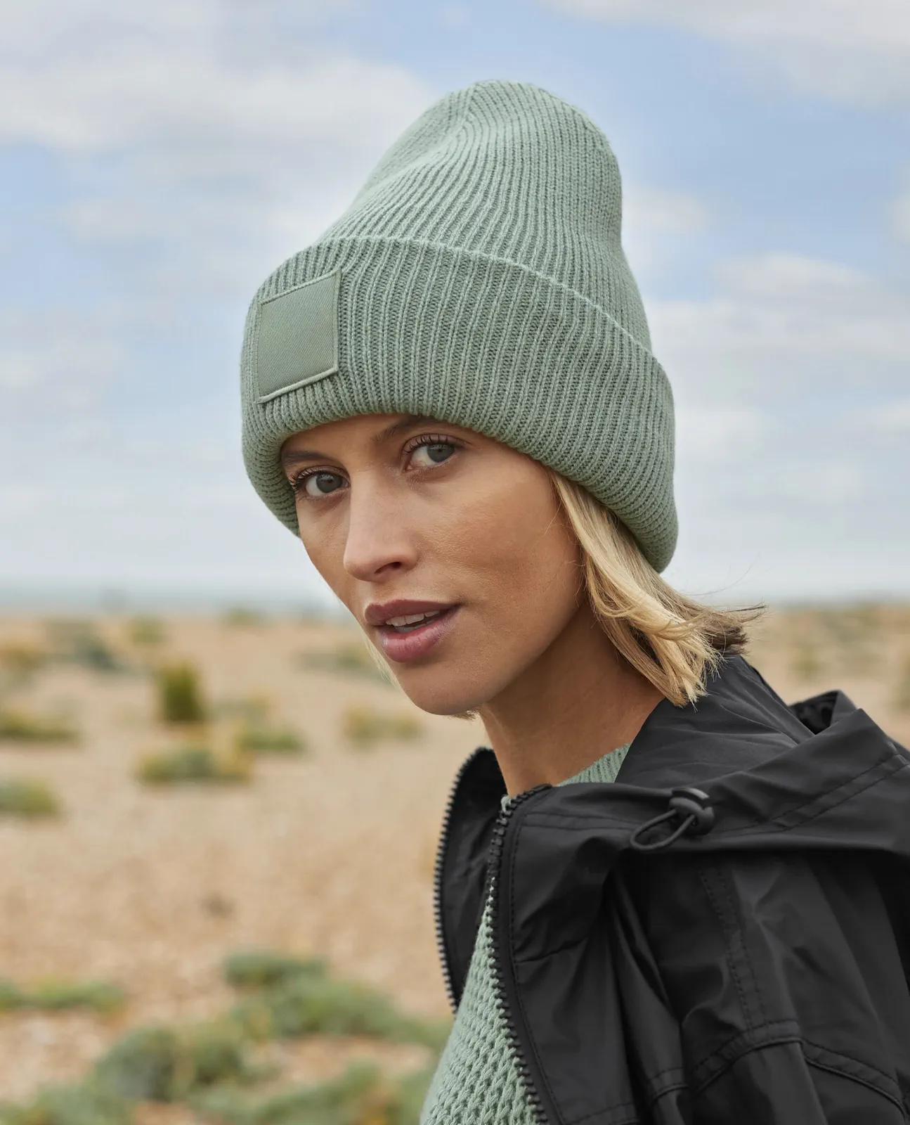 Beechfield Deep Cuffed Tonal Patch Beanie