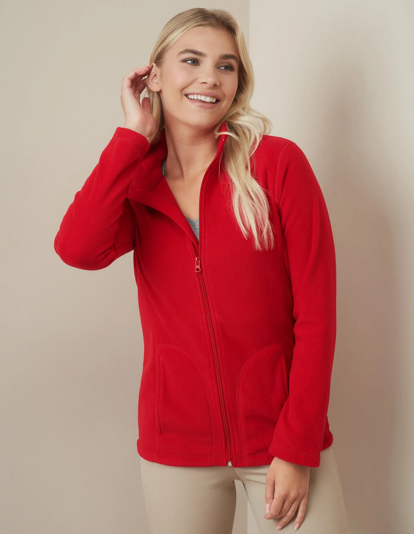 stedman-st5100-fleece-jacket-women-scarletred-model-1 Stedman Active Fleece Jacket for women