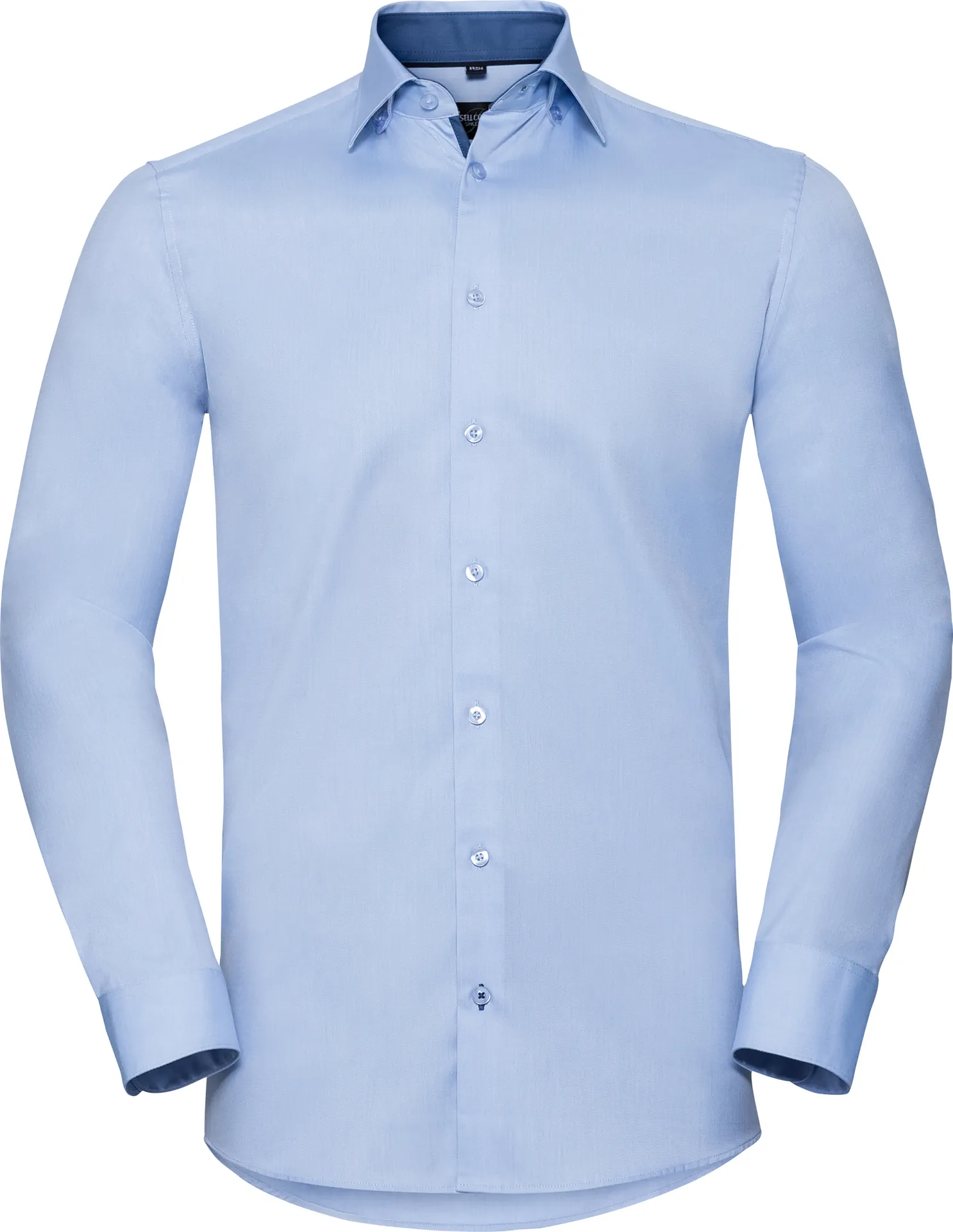 russell-r964m-mens-ls-tailored-contrast-herringbone-shirt-lightblue-front-2 Russell Men's Long Sleeve Tailored Contrast Herringbone Shirt