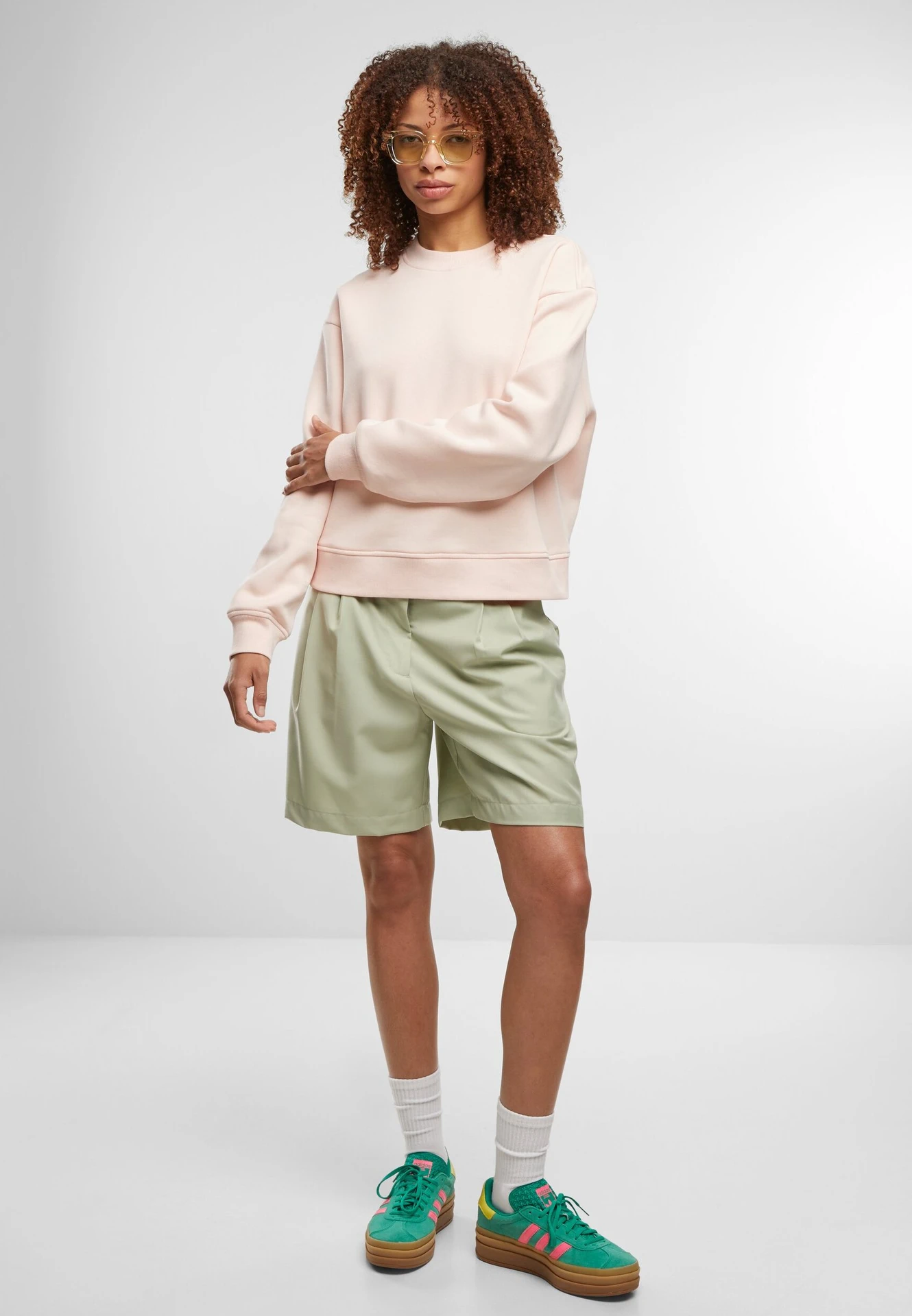 Build Your Brand Ladies Oversized Crewneck Sweatshirt