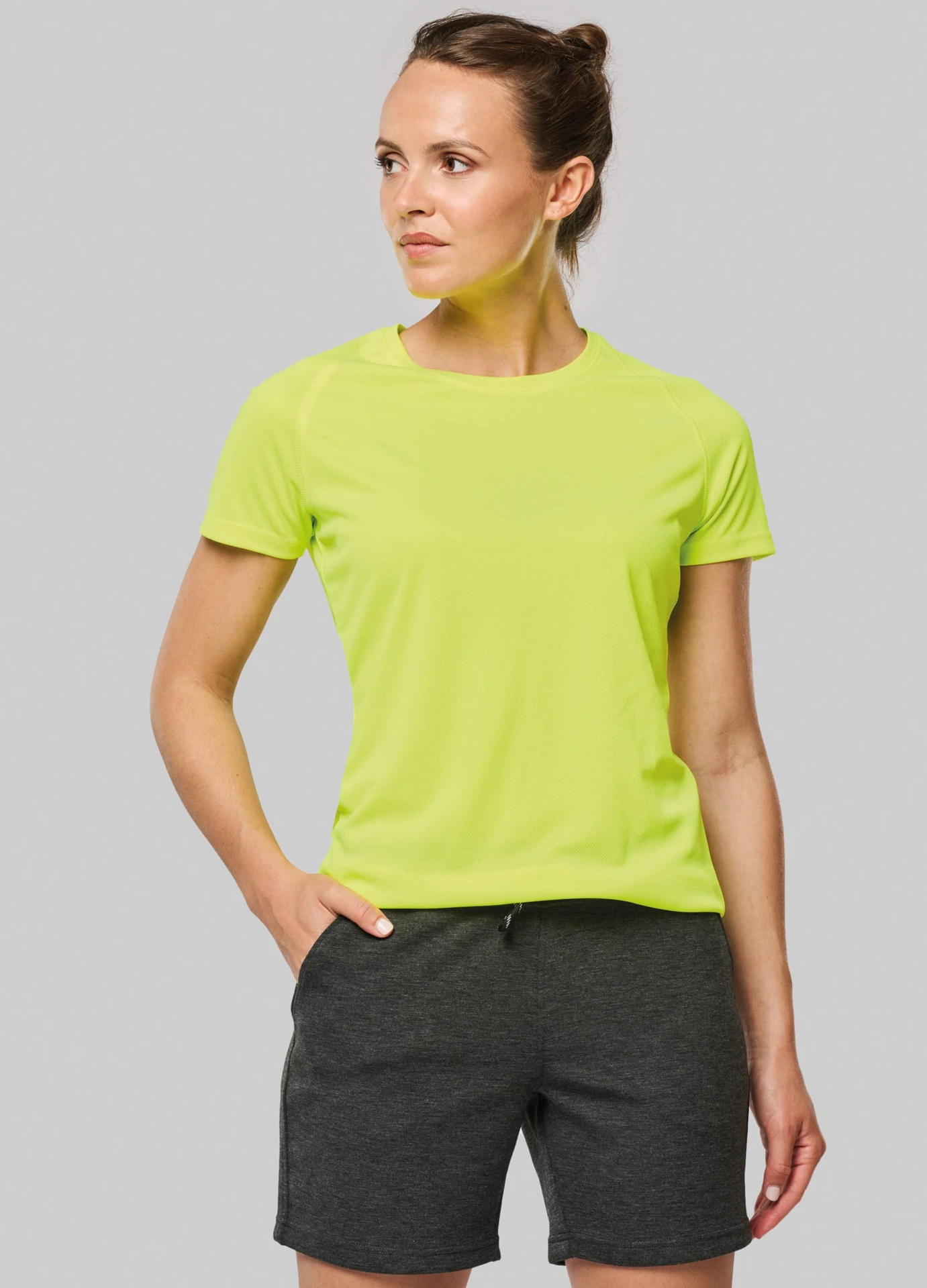 kariban-PA4013-damen-sport-shirt-fluorescentyellow-model-0 Kariban Damen Sport Shirt