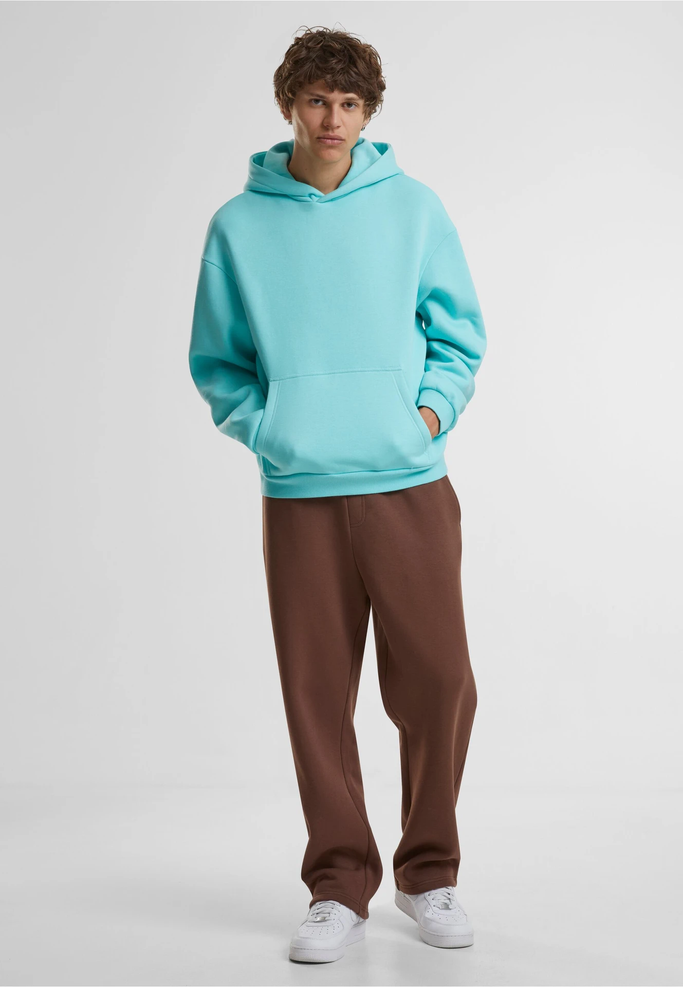 BYB-BY284-fluffy-hoody-berylblue-model-3 Build Your Brand Fluffy Hoody